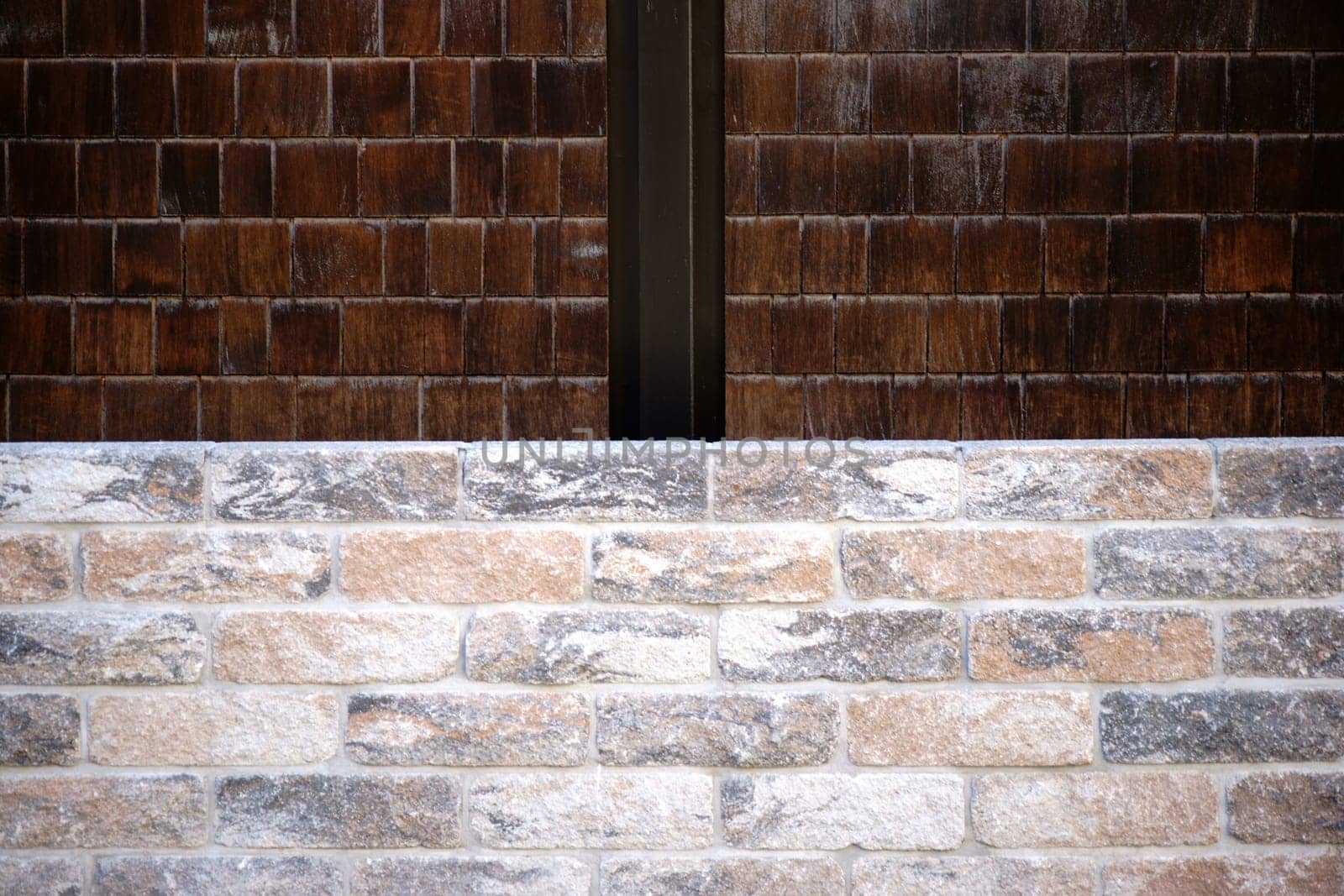 A pattern of different bricks with different structures and surface patterns.