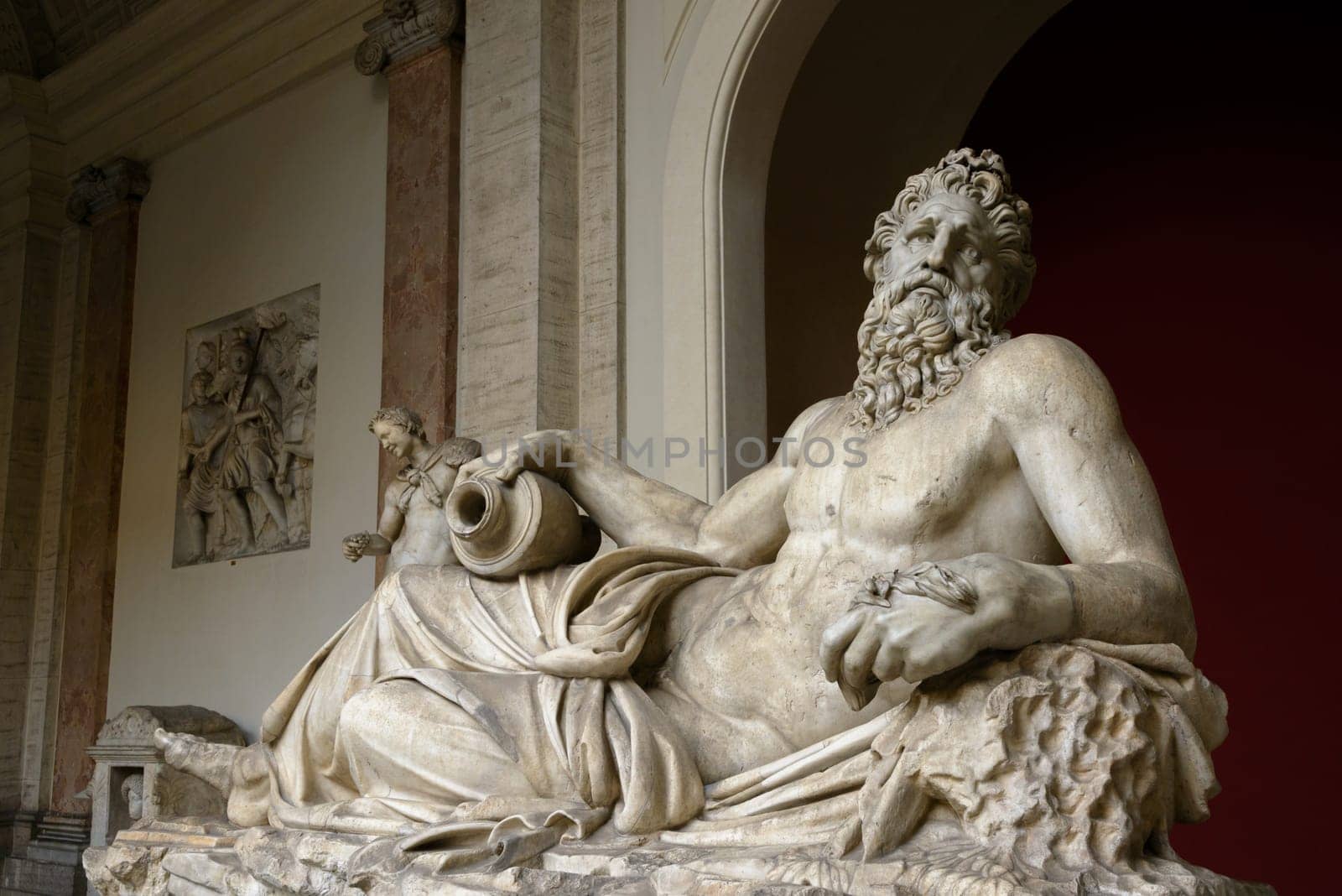 Vatican, Italy - October 31, 2015: This statue, which shows the river god in a traditional reclining pose.probabily the statue can be identified with the River Arno, which flows through Florence. Another name is Statue of the Tigris.