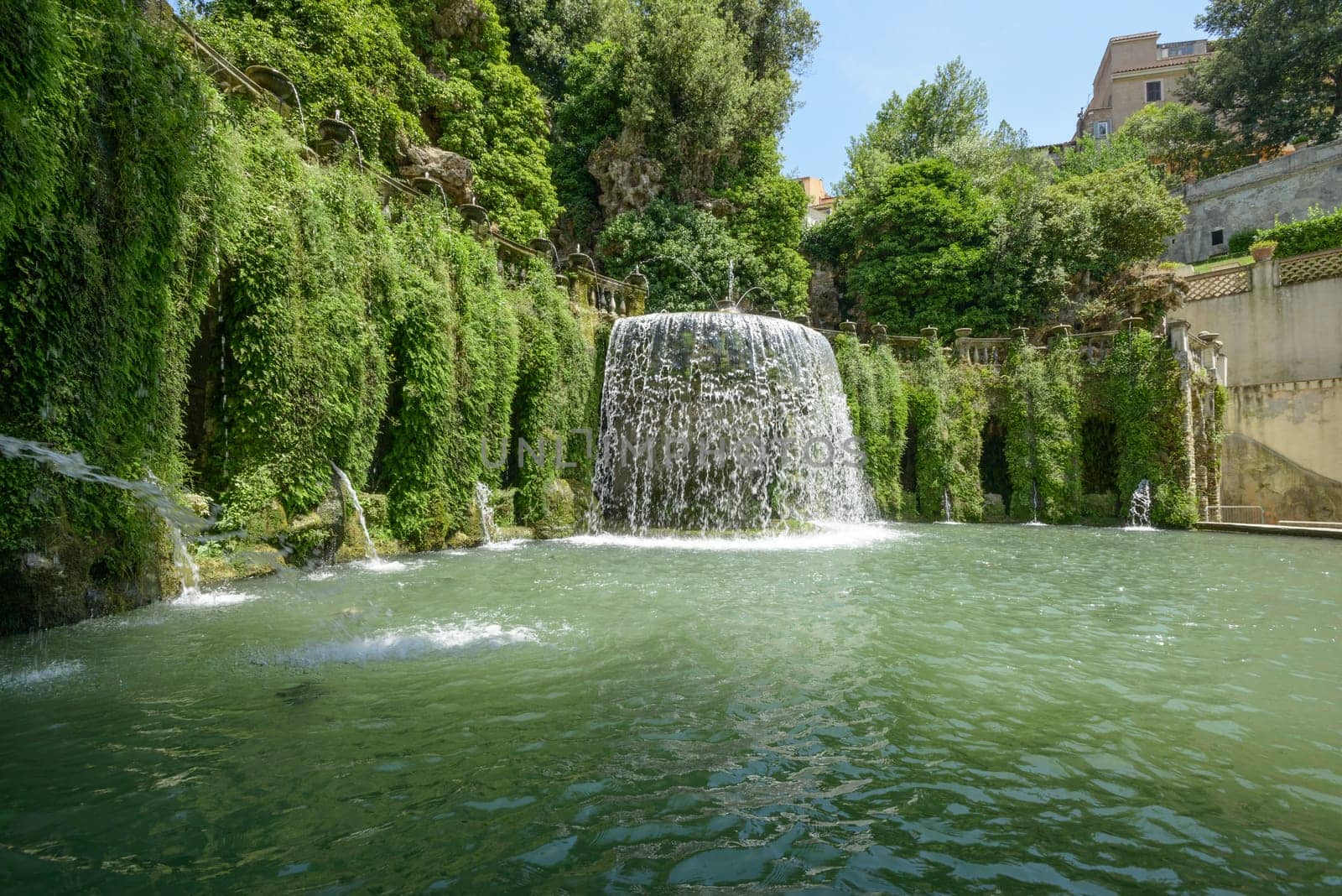 Nice and big fountain in Tivoli loking like a waterfall