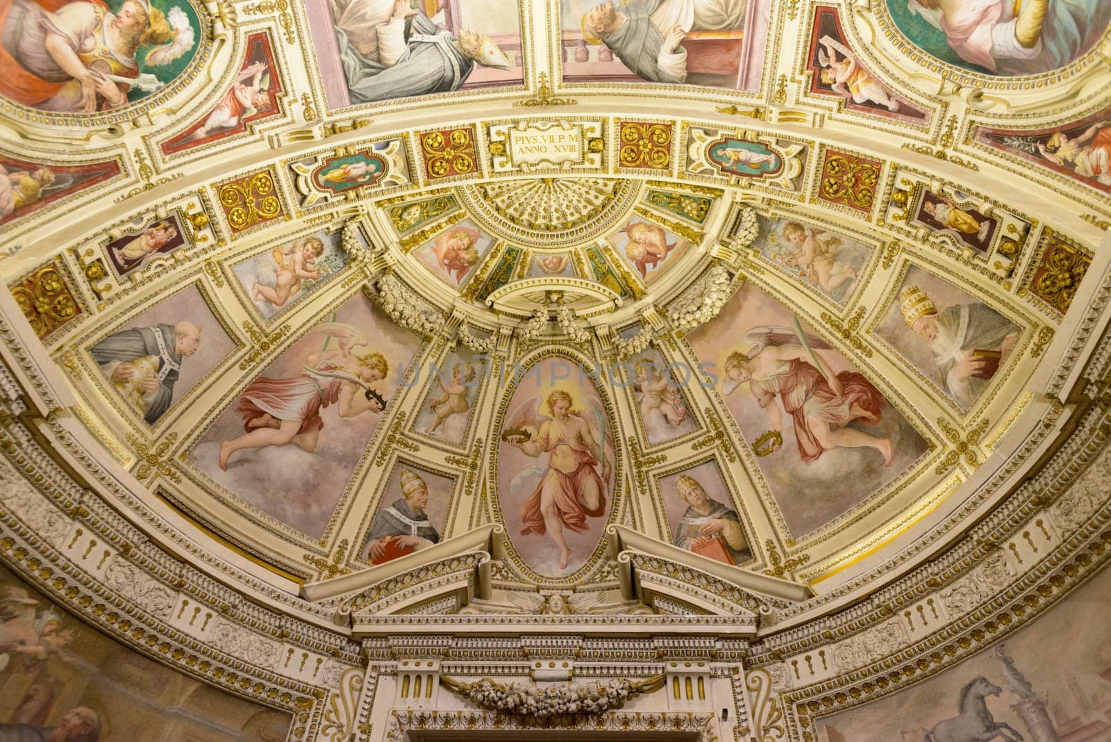 Vatican, Italy - October 31, 2015: a precious painted dome in the vatican building.