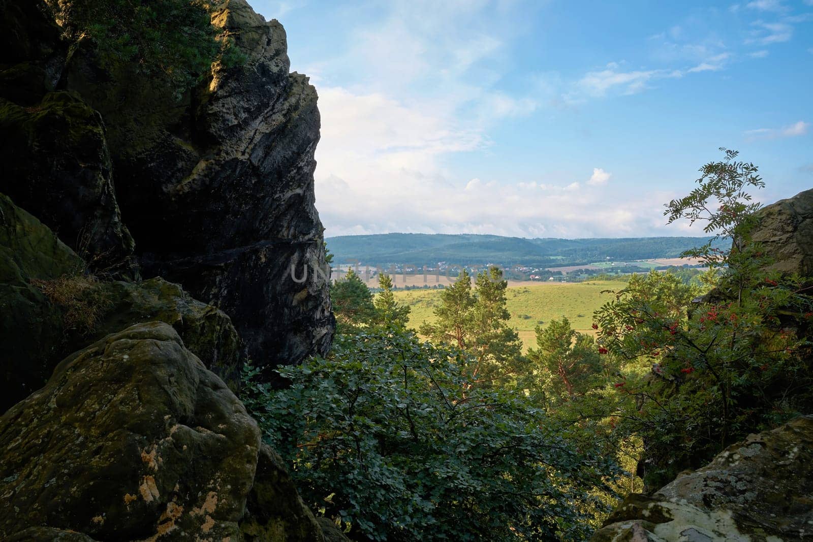 View from the Devil's Wall near Timmenrode to the Harz foreland
