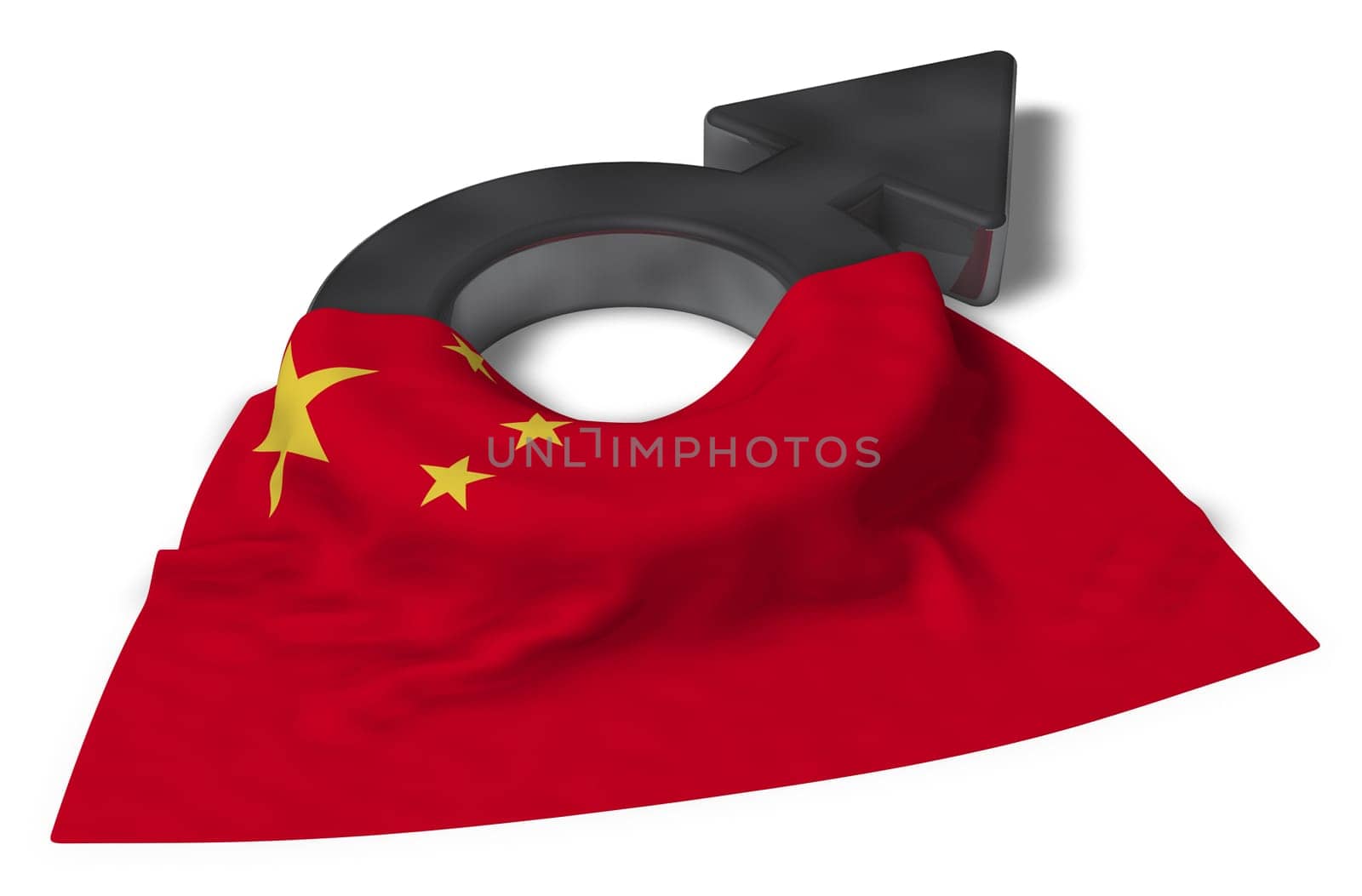 symbol for male and flag of china - 3d rendering
