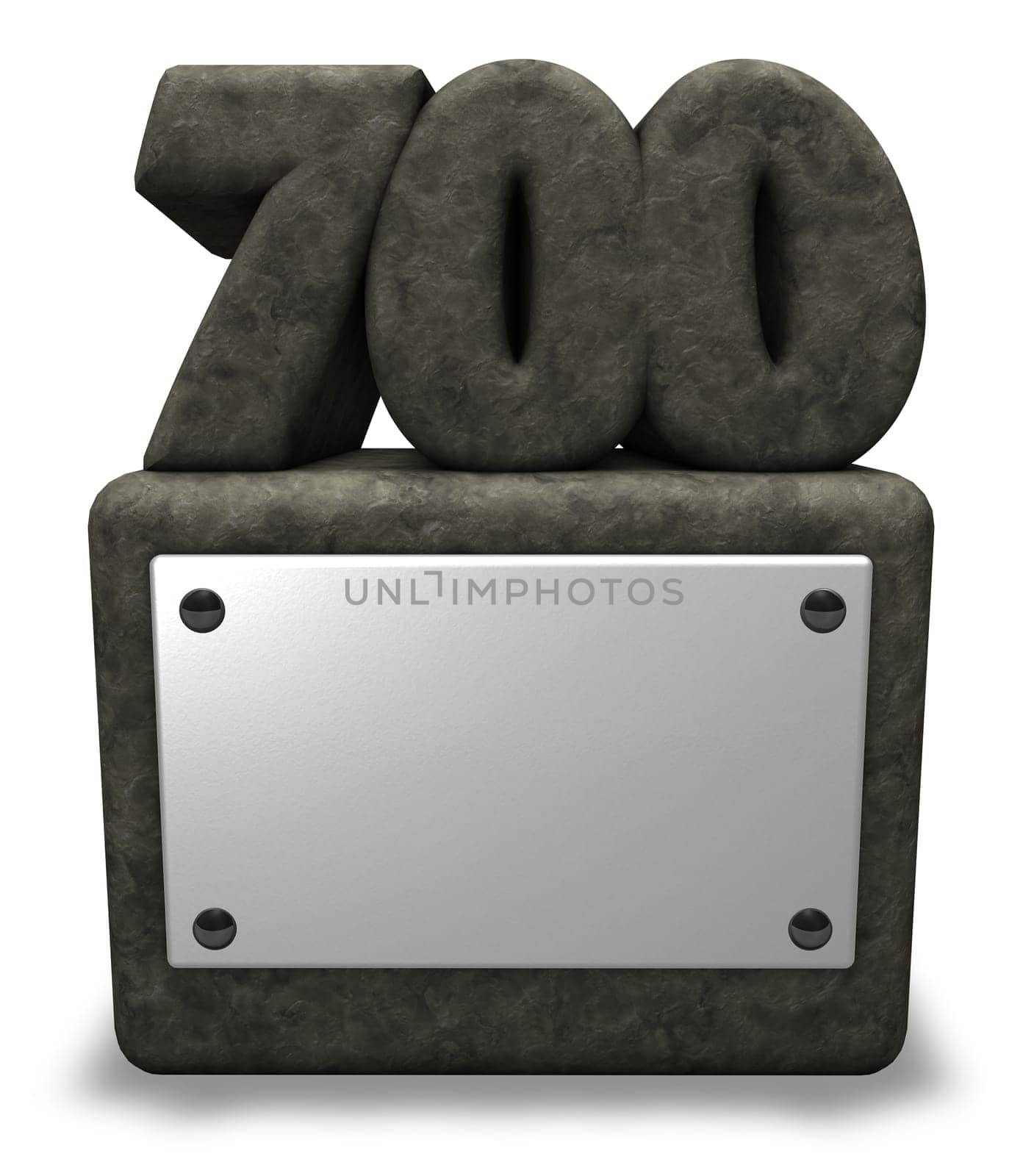 the number seven hundred on stone base - 3d illustration
