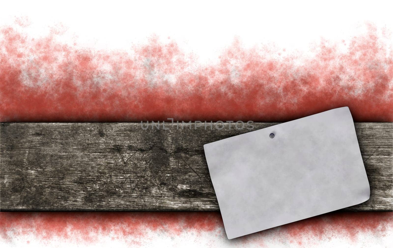blank paper slip on old wooden board