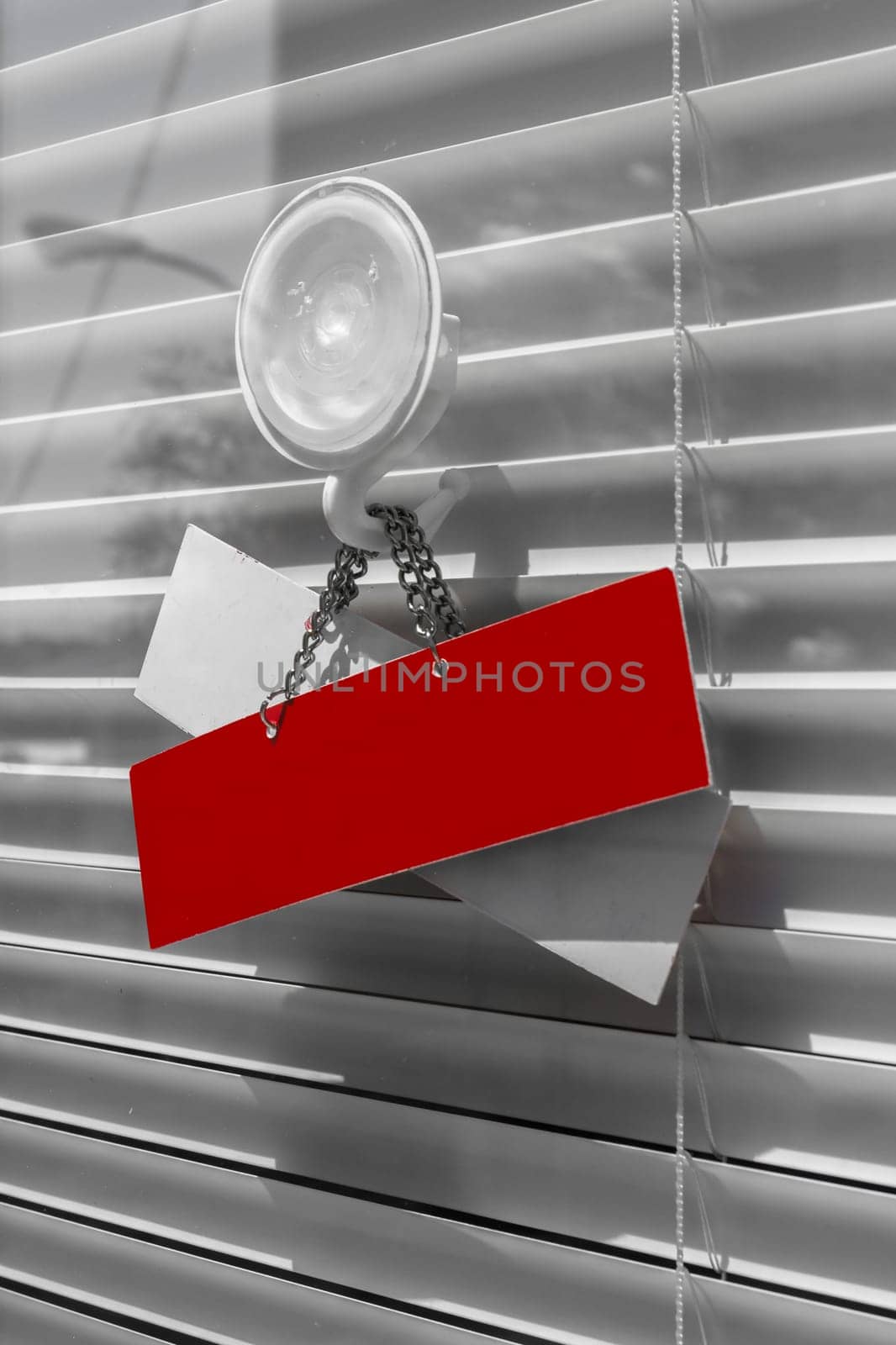 Red cartel on a door with copy space
