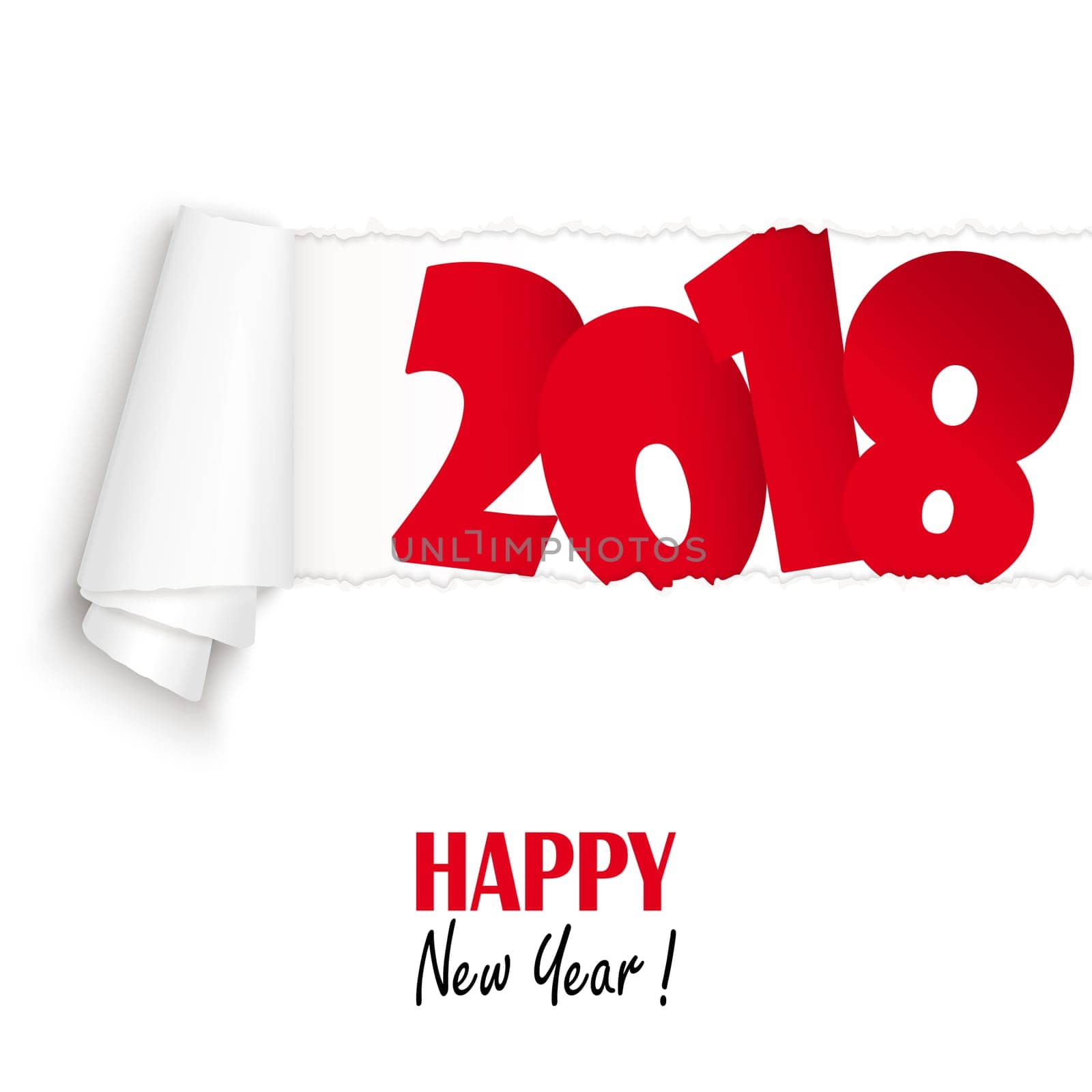 ripped open white paper showing 2018 and text Happy New Year