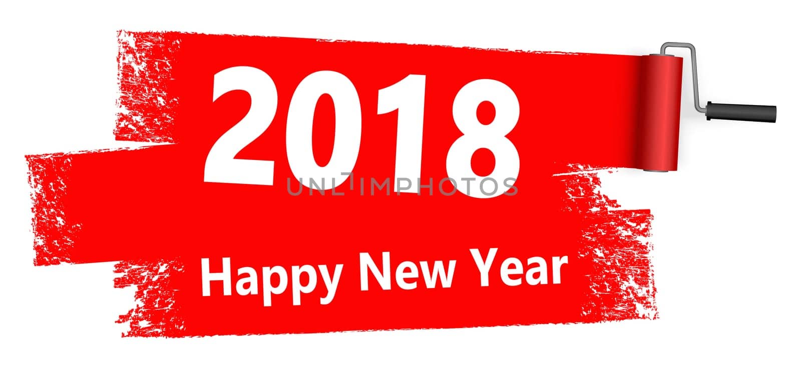 red colored paint roller concept for New Year 2018