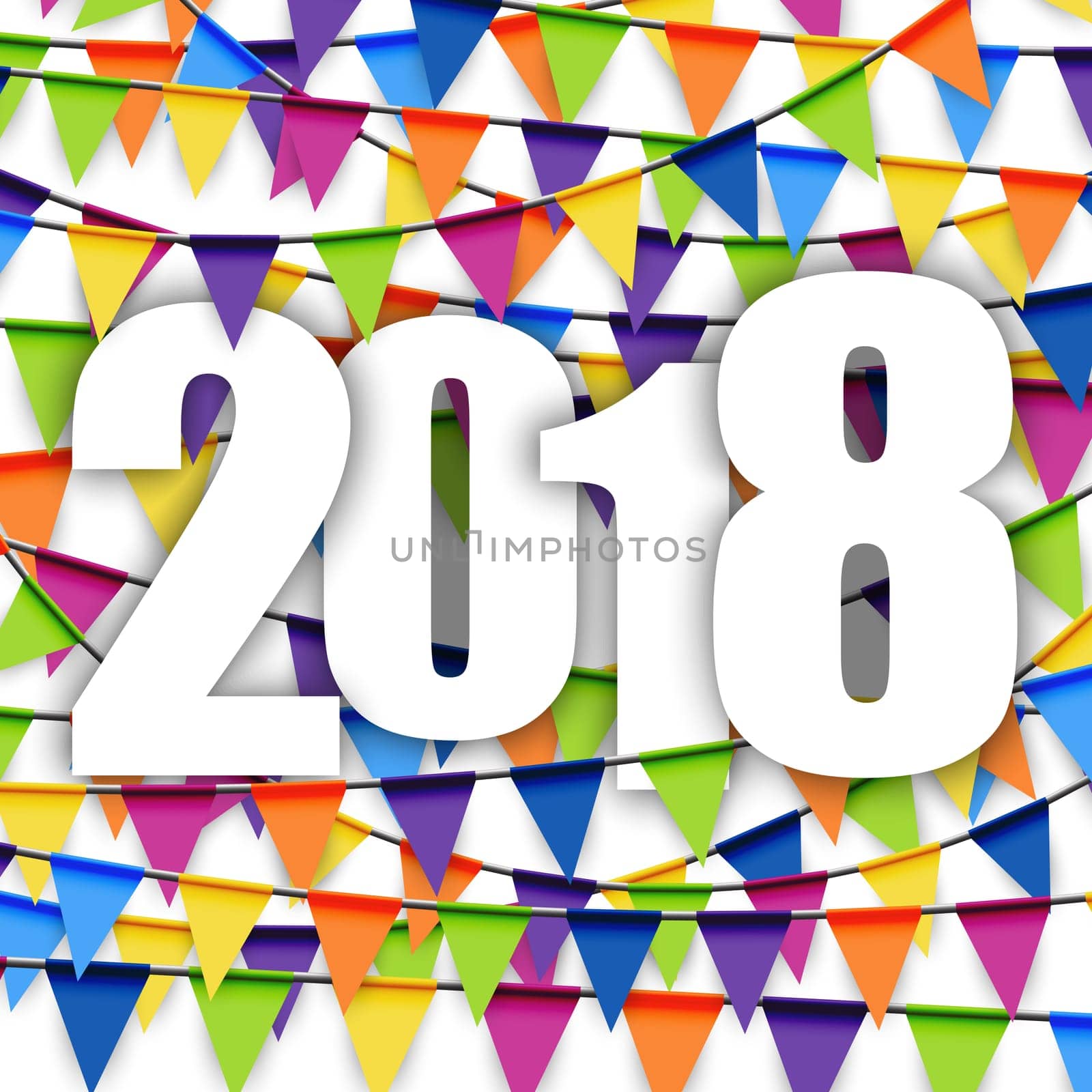 background with colored garlands for New Year party 2018