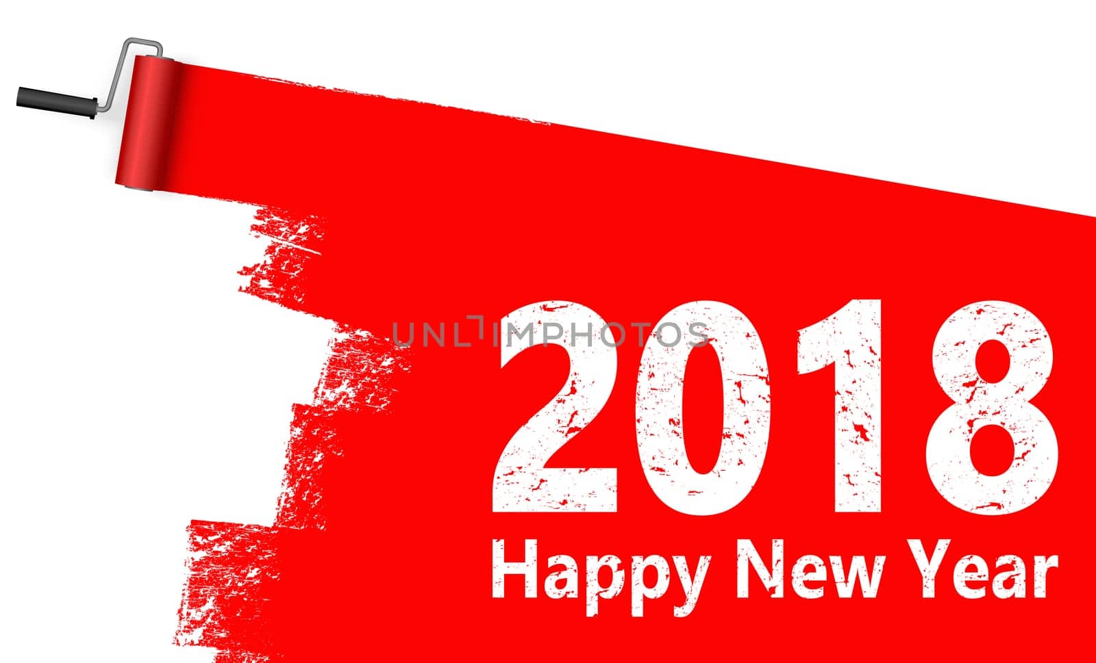 red colored paint roller concept for New Year 2018
