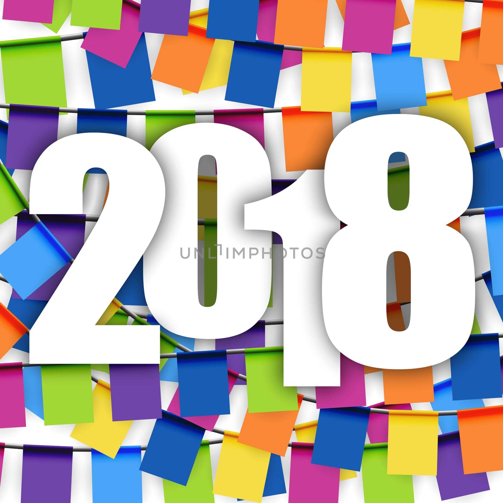 background with colored garlands for New Year party 2018