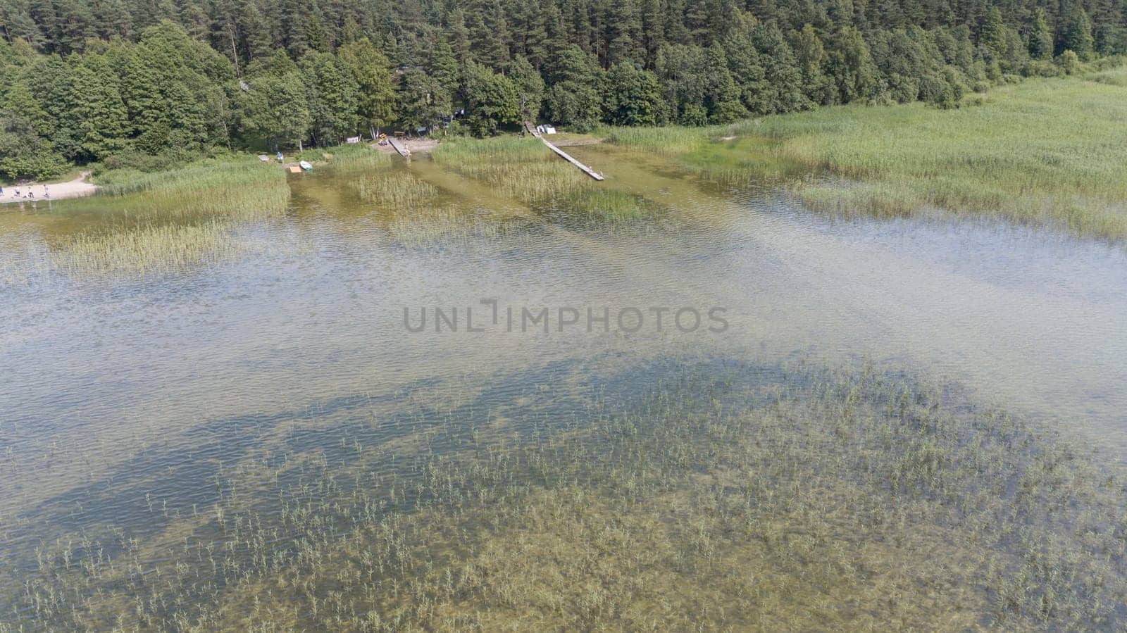Plateliai lake Lithuania Aerial drone top view