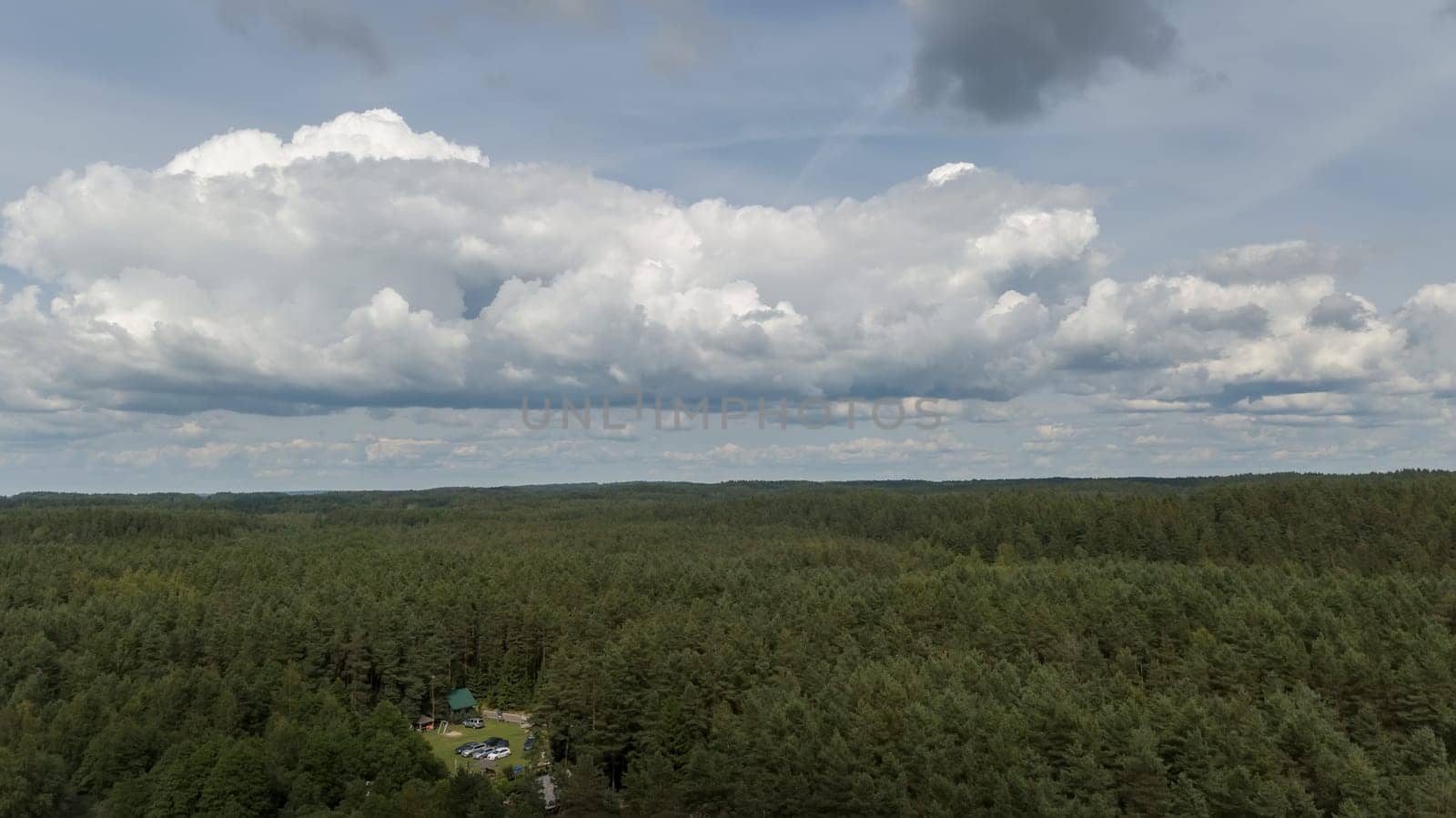 Plateliai lake Lithuania Aerial drone top view