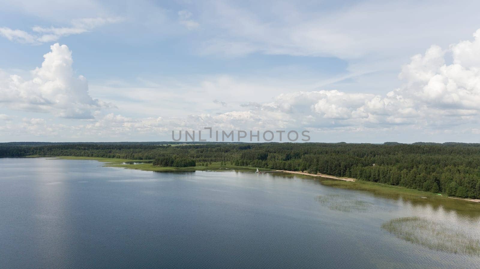 Plateliai lake Lithuania Aerial drone top view