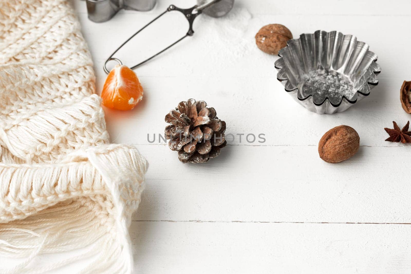 Homemade bakery making, gingerbread cookies in form of Christmas tree close-up. New year treat for Santa Claus cooking. Homemade bakery, xmas sweet, winter holidays concept.
