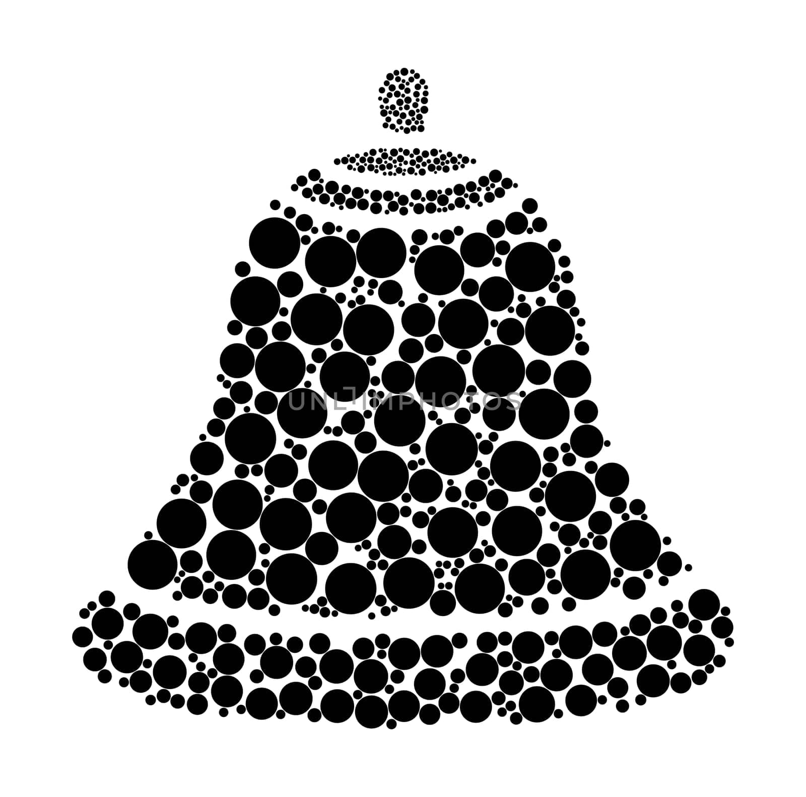 christmas bell dotted vector isolated on white background