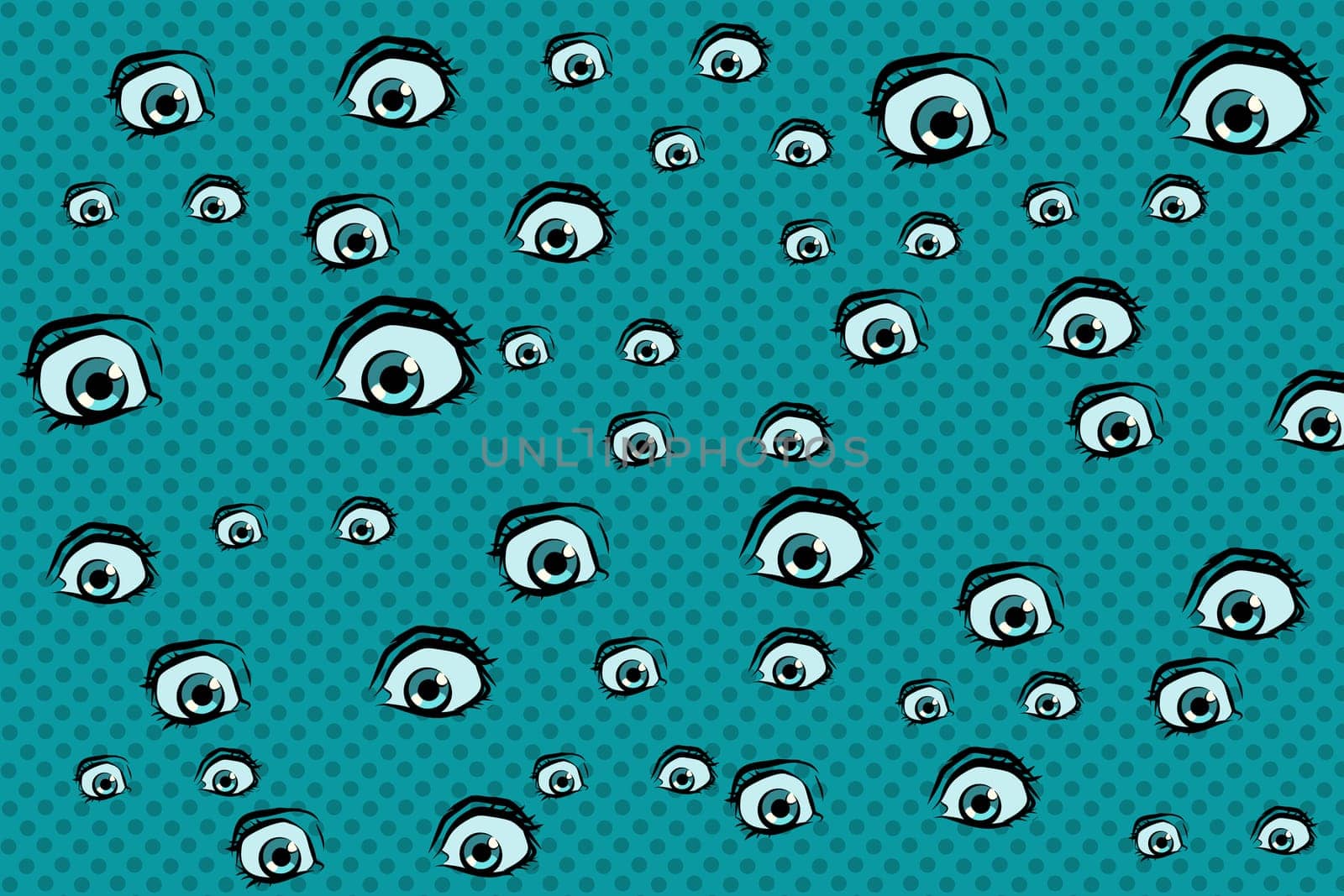 scary eyes background. Pop art retro vector illustration