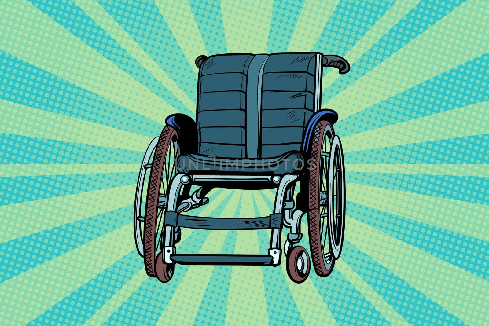 wheelchair, medicine and health, transportation of patients. Pop art retro vector illustration