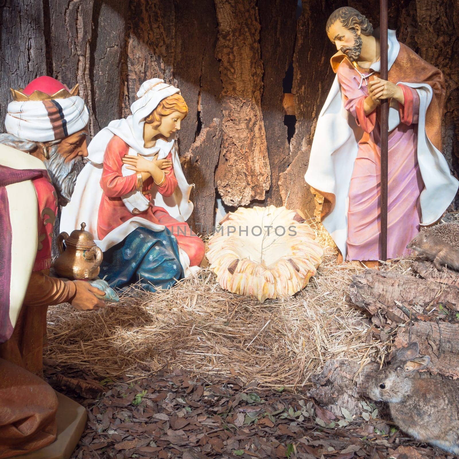 Nativity scene before christmas. Jesus Christ it is not yet born