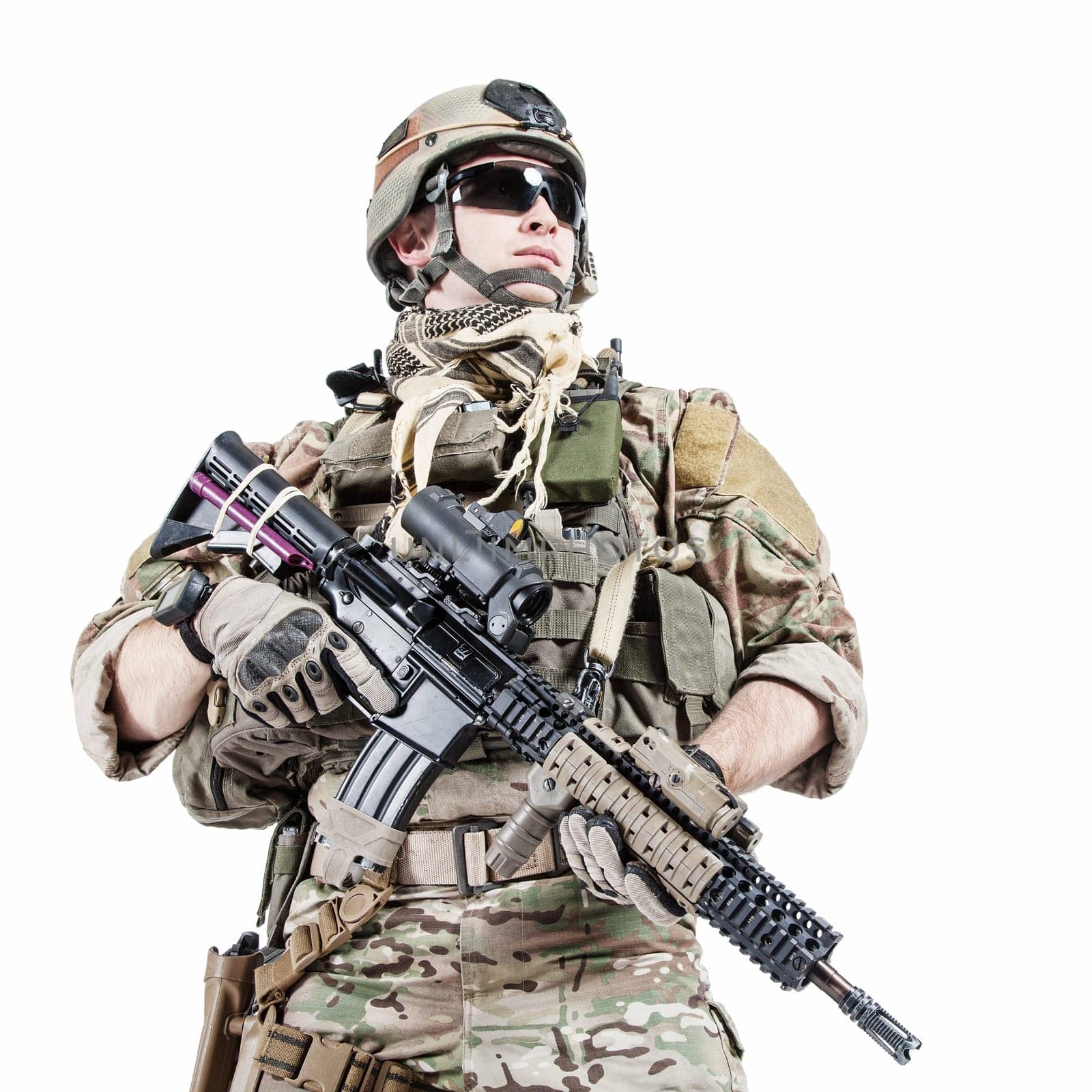 United States Army ranger with assault rifle