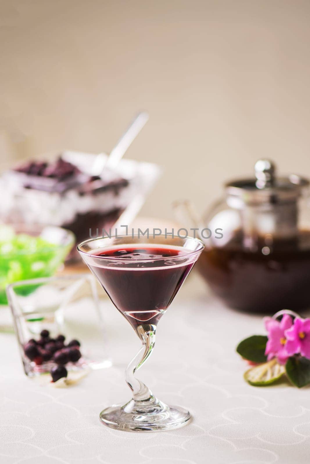 Cocktail of currant fresh berries on the table