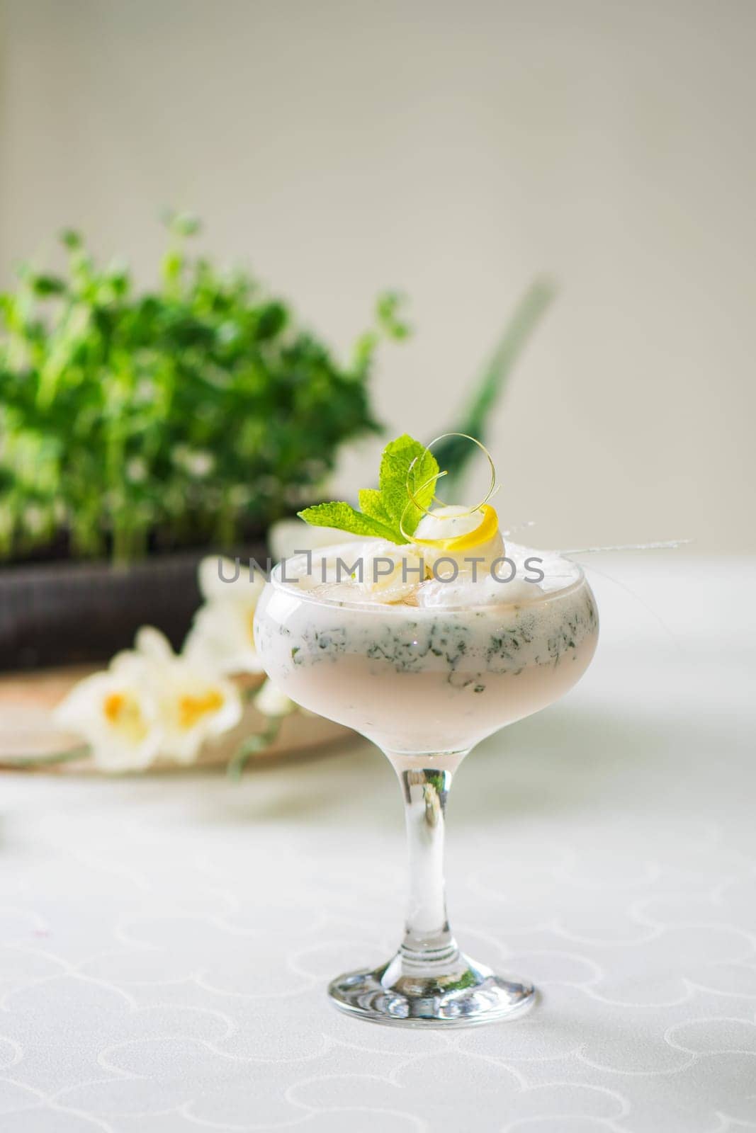 Vanilla ice cream on the table