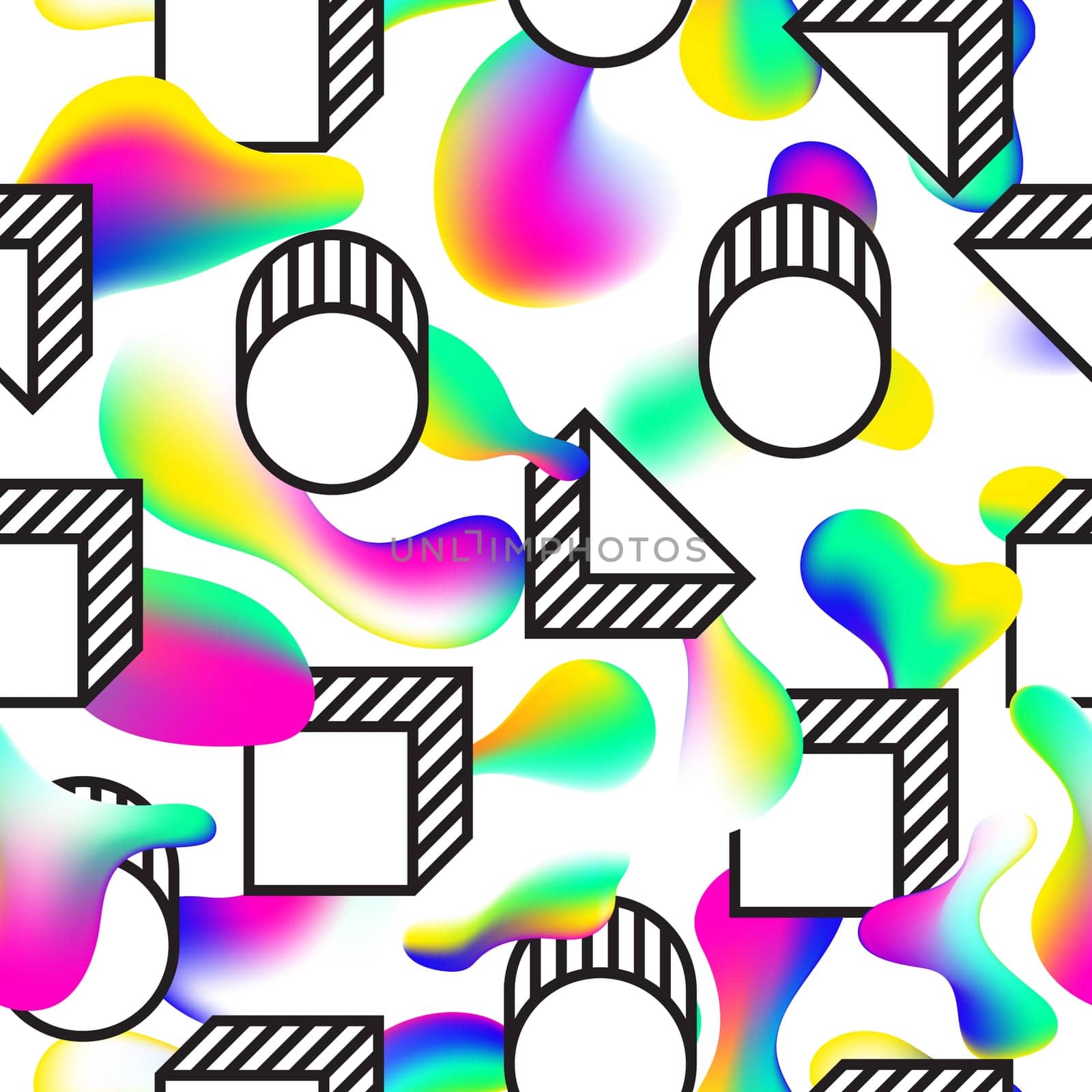 Fluid color seamless pattern modern bold camouflage cover. Colorful bubble shapes motion lamp vector composition. Trendy minimal design