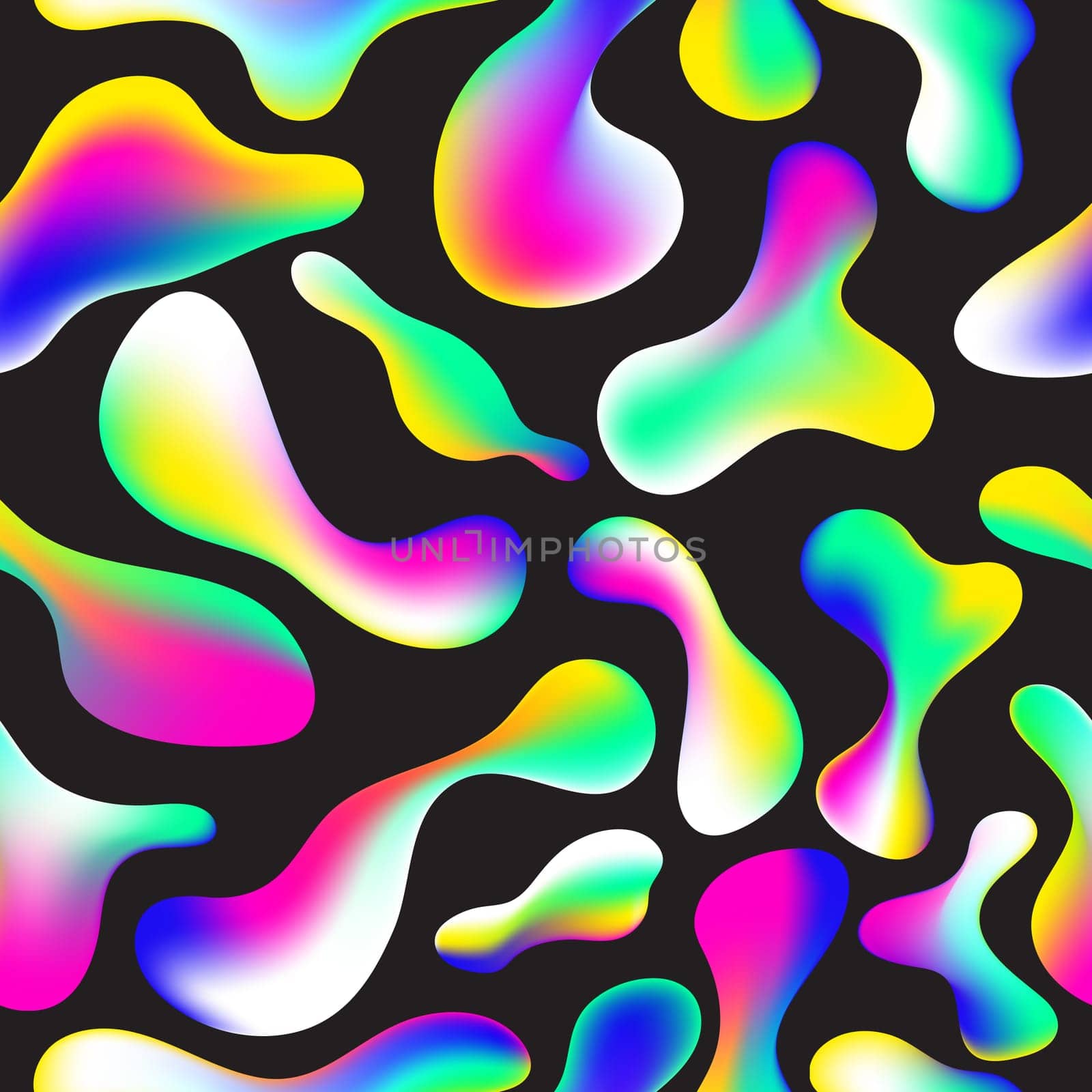 Fluid color seamless pattern modern bold camouflage cover. Colorful bubble shapes motion lamp vector composition. Trendy minimal design