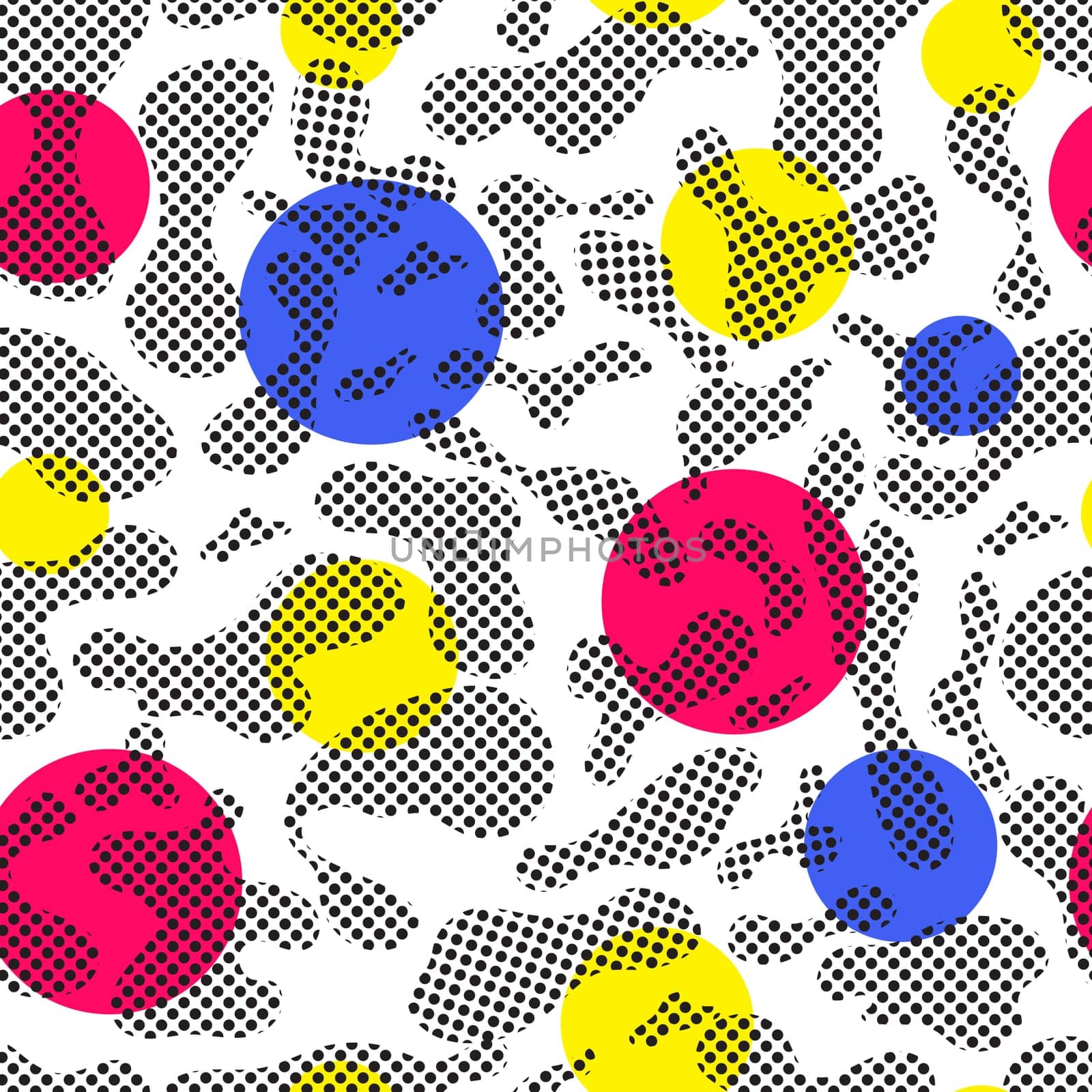 Color seamless pattern modern bold camouflage cover. Colorful bubble shapes vector composition with ornament. Trendy minimal design
