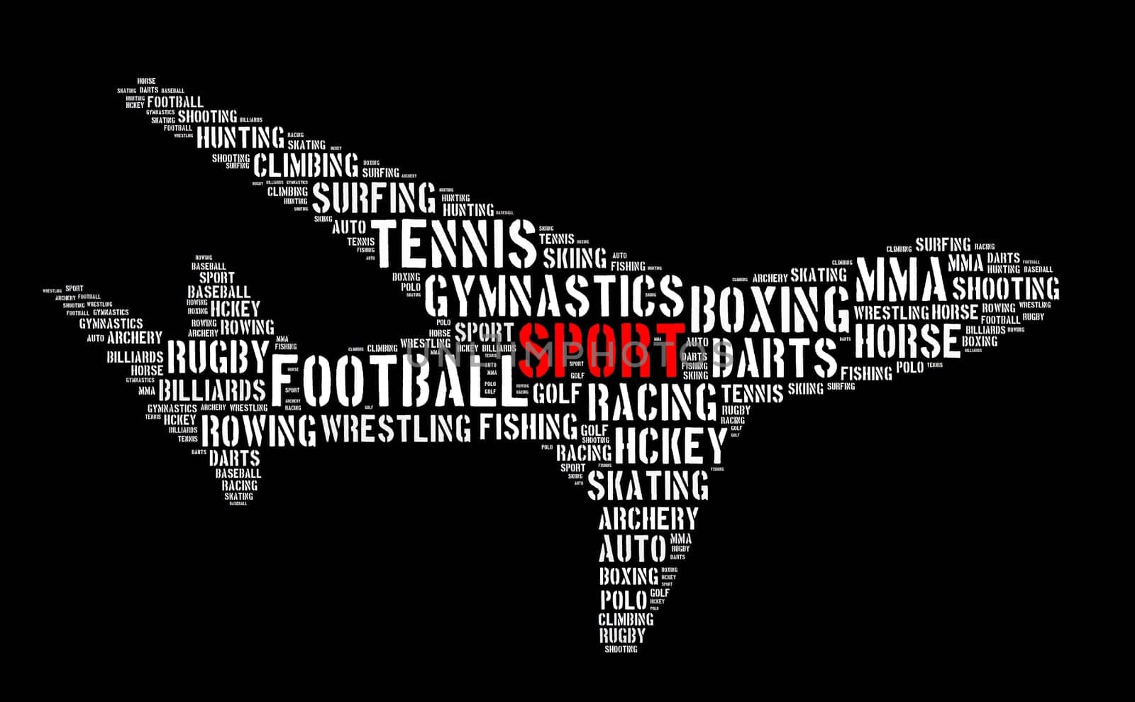 Sport word cloud concept over white background