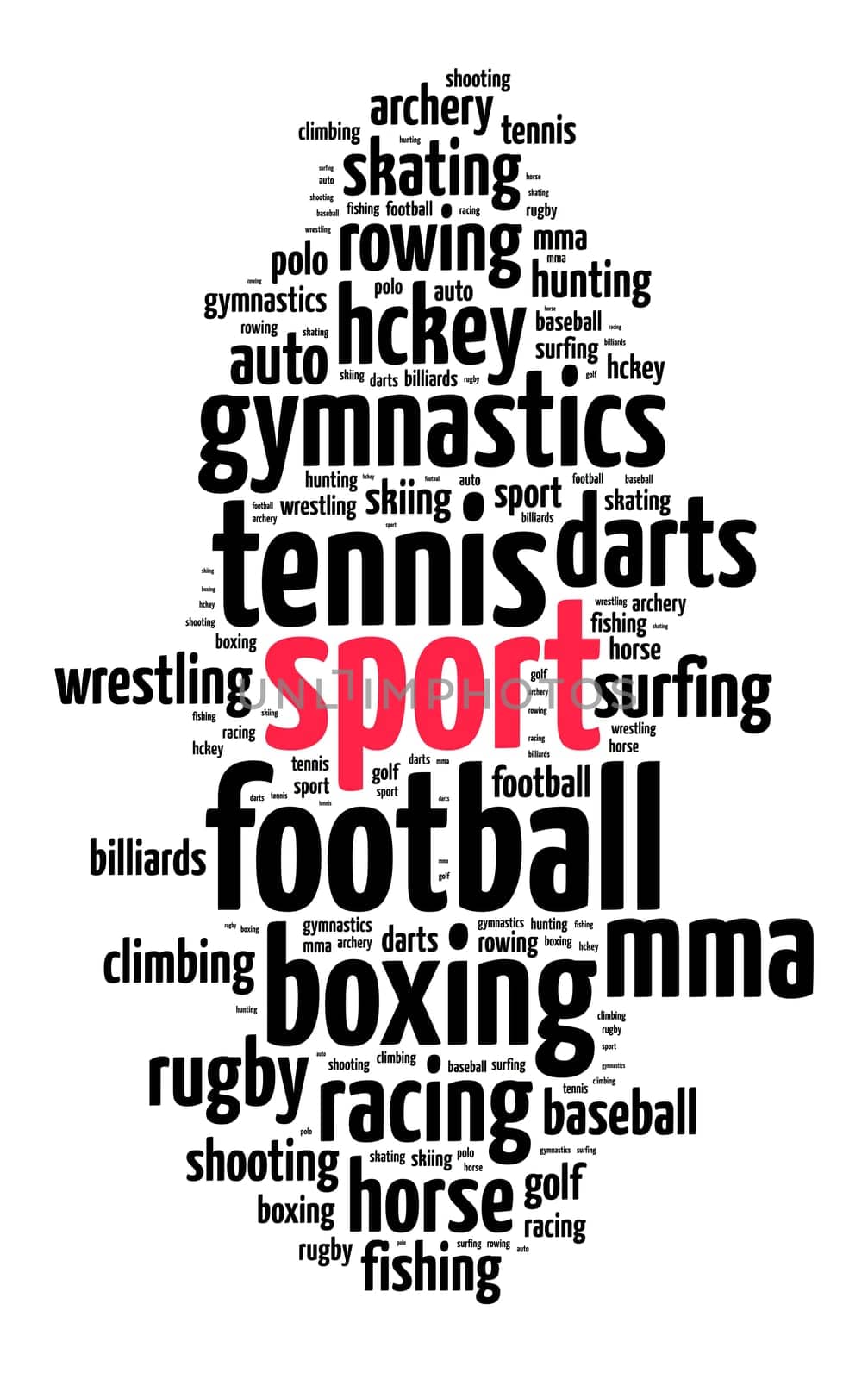 Sport word cloud concept over white background