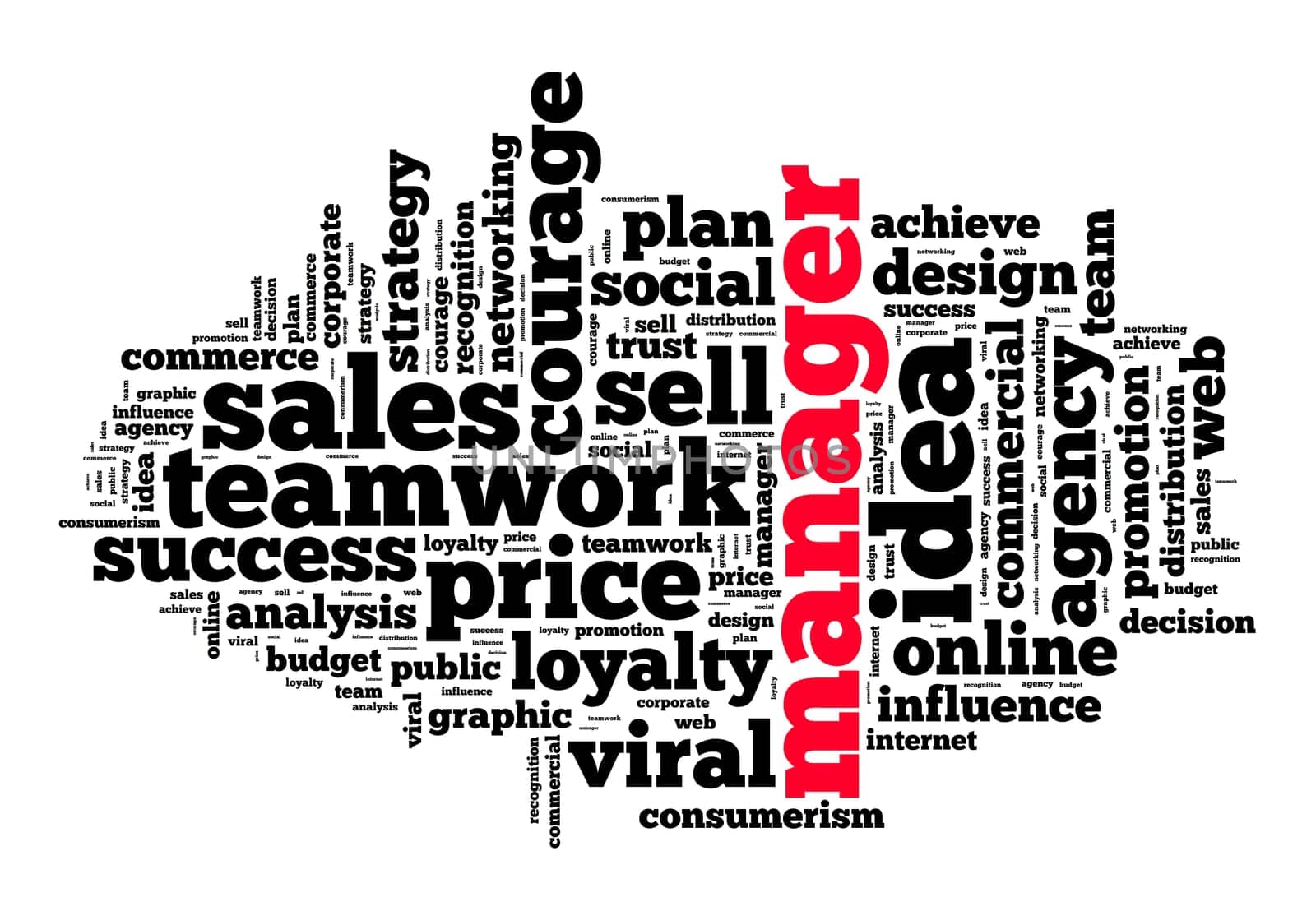 Manager word cloud concept over white background