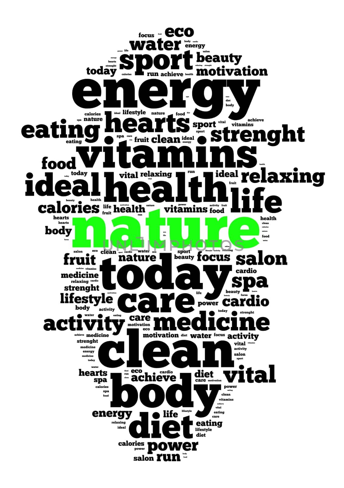Nature word cloud concept over white background