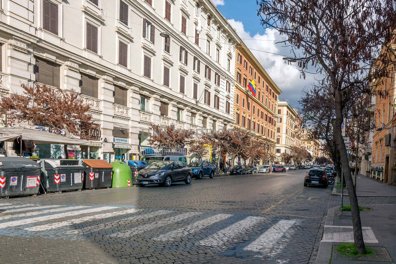 Rome, Italy, february 11, 2017:  The busy Via Cola di Rienzo, one of the most famous streets in Rome, is consistently ranked among the most important shopping streets in the city