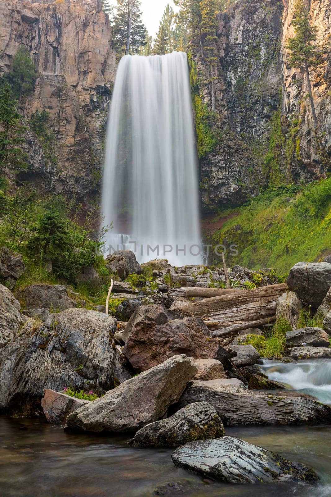 Tumalo Falls in Bend Central Oregon during summer closeup