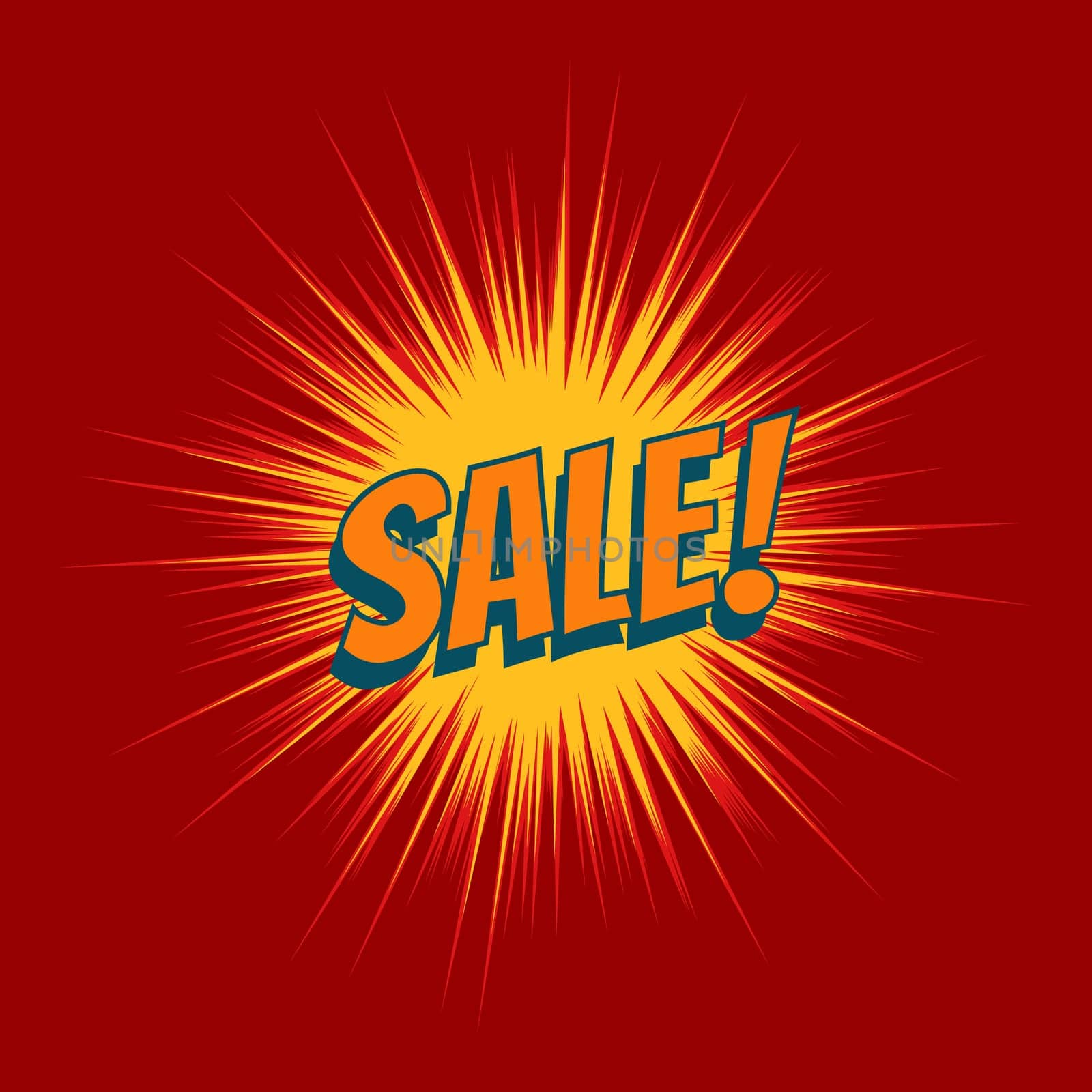 Sale text pop art red background. retro vector illustration