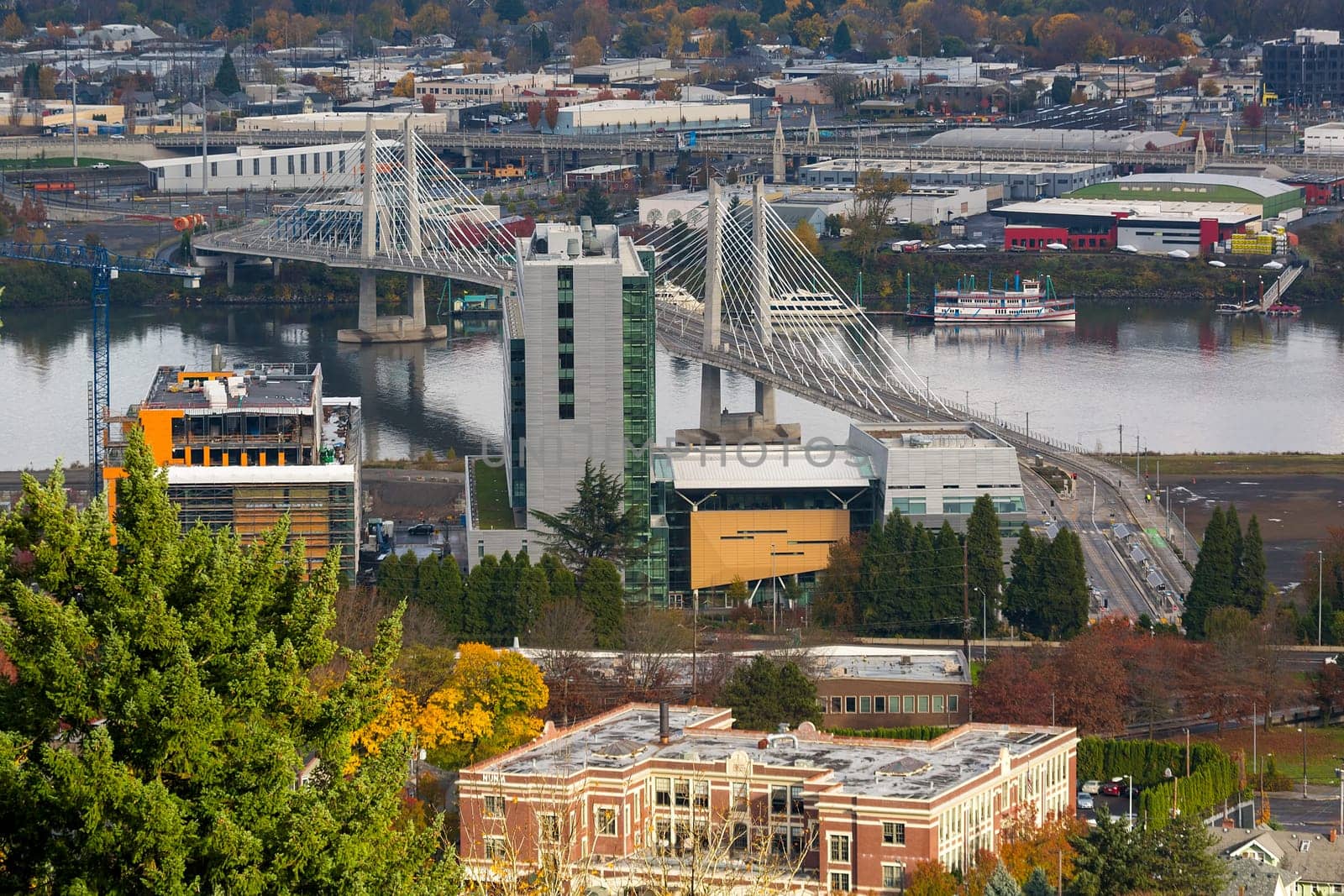 Tilikum Crossing Bridge of the People over Willamette River in Portland Oregon
