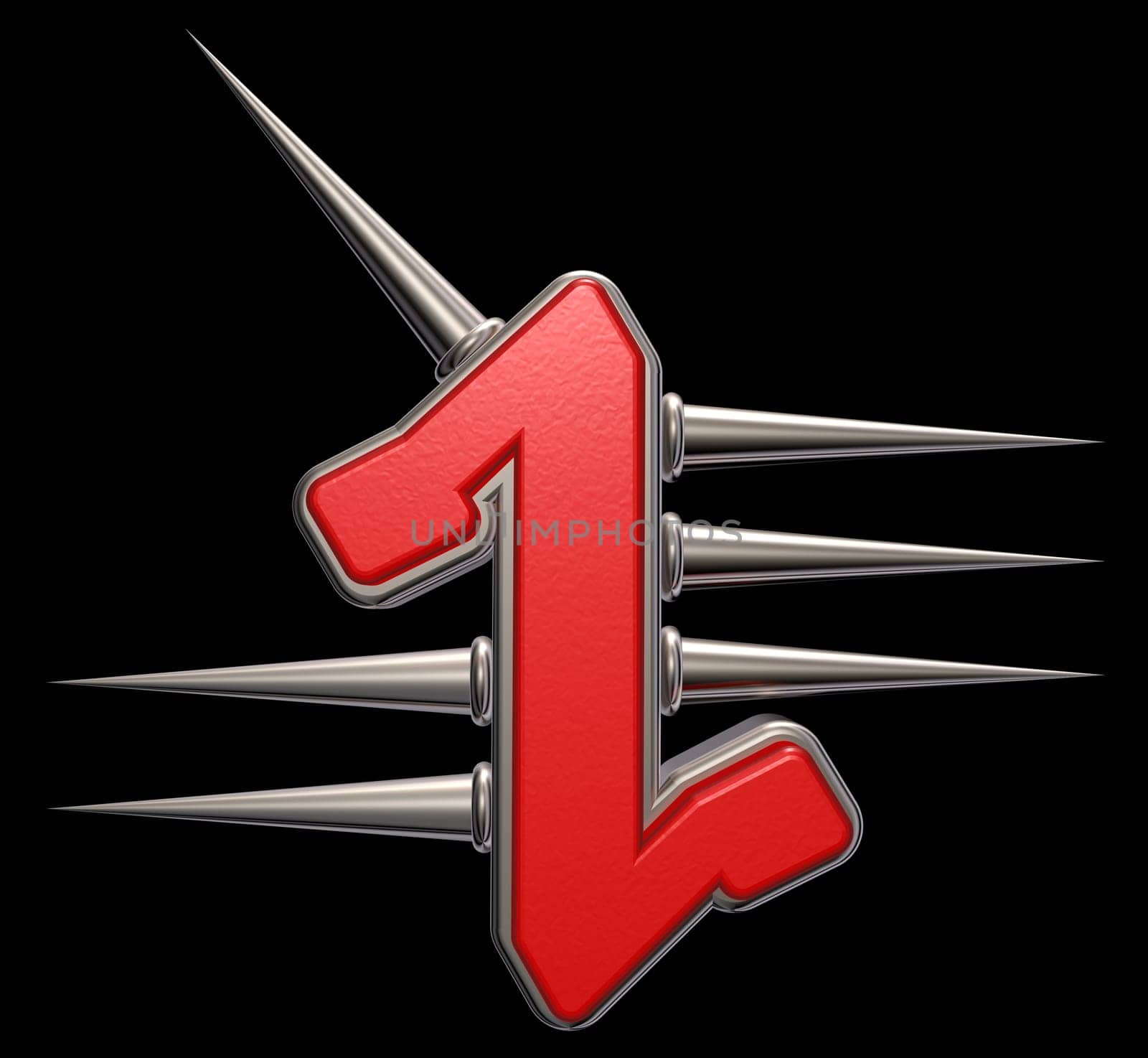 rune symbol with spines on black background - 3d illustration