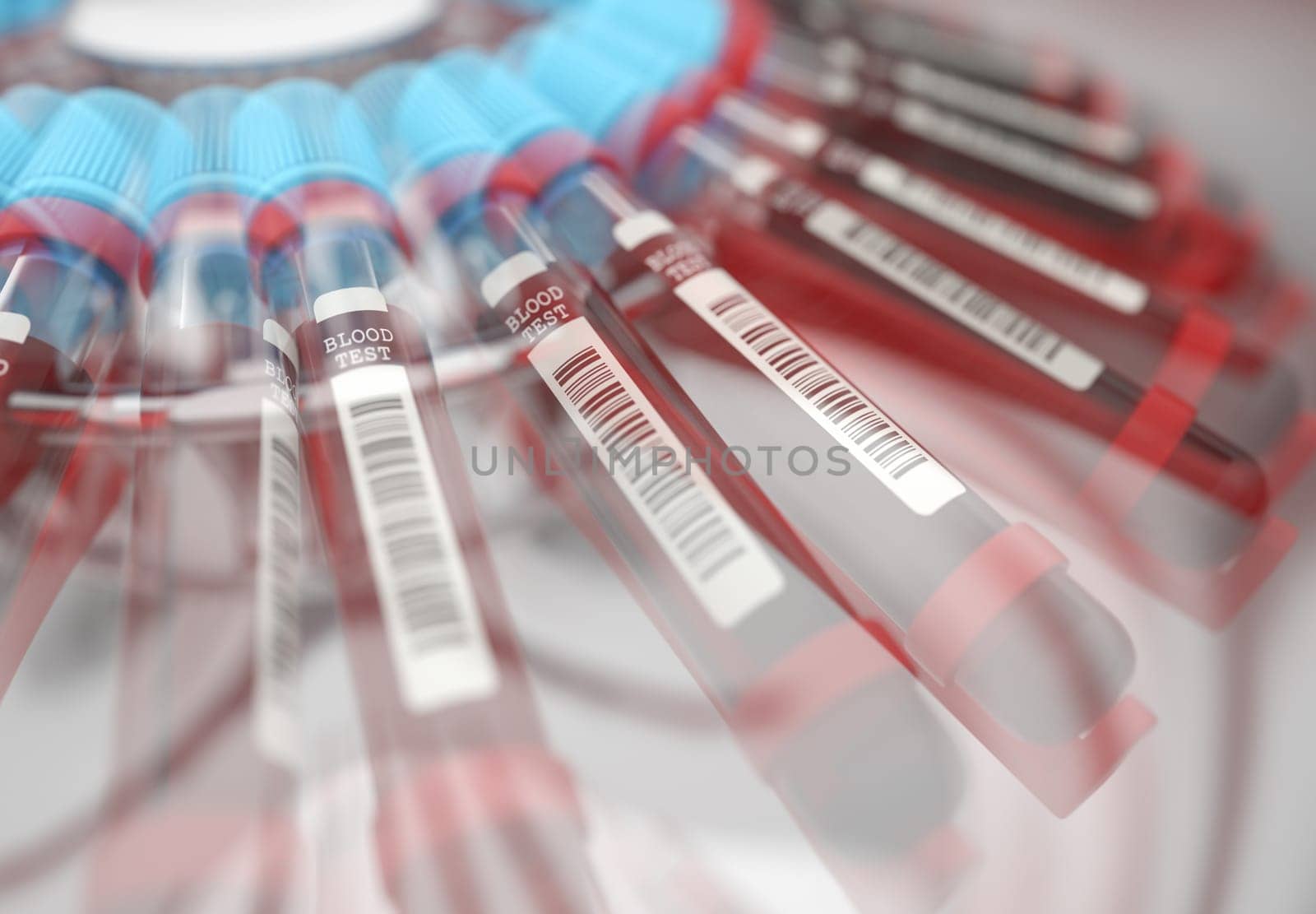 Lab equipment centrifuging blood. Concept image of a blood test.