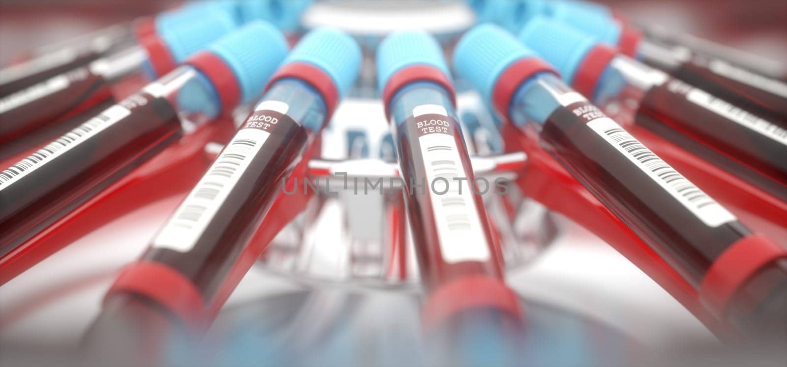 Lab equipment centrifuging blood. Concept image of a blood test.