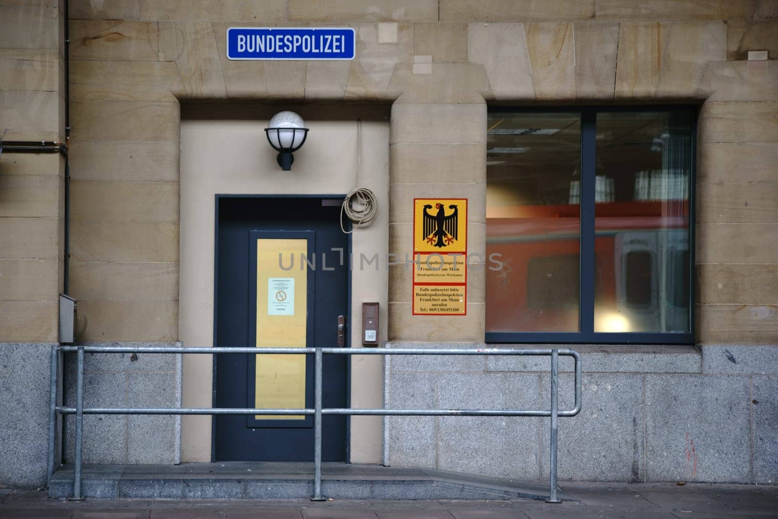 Wiesbaden,Germany - October 28,2017: The Federal Police Station of the Federal Police Wiesbaden in Wiesbaden Central Station on October 28,2017 in Wiesbaden.
