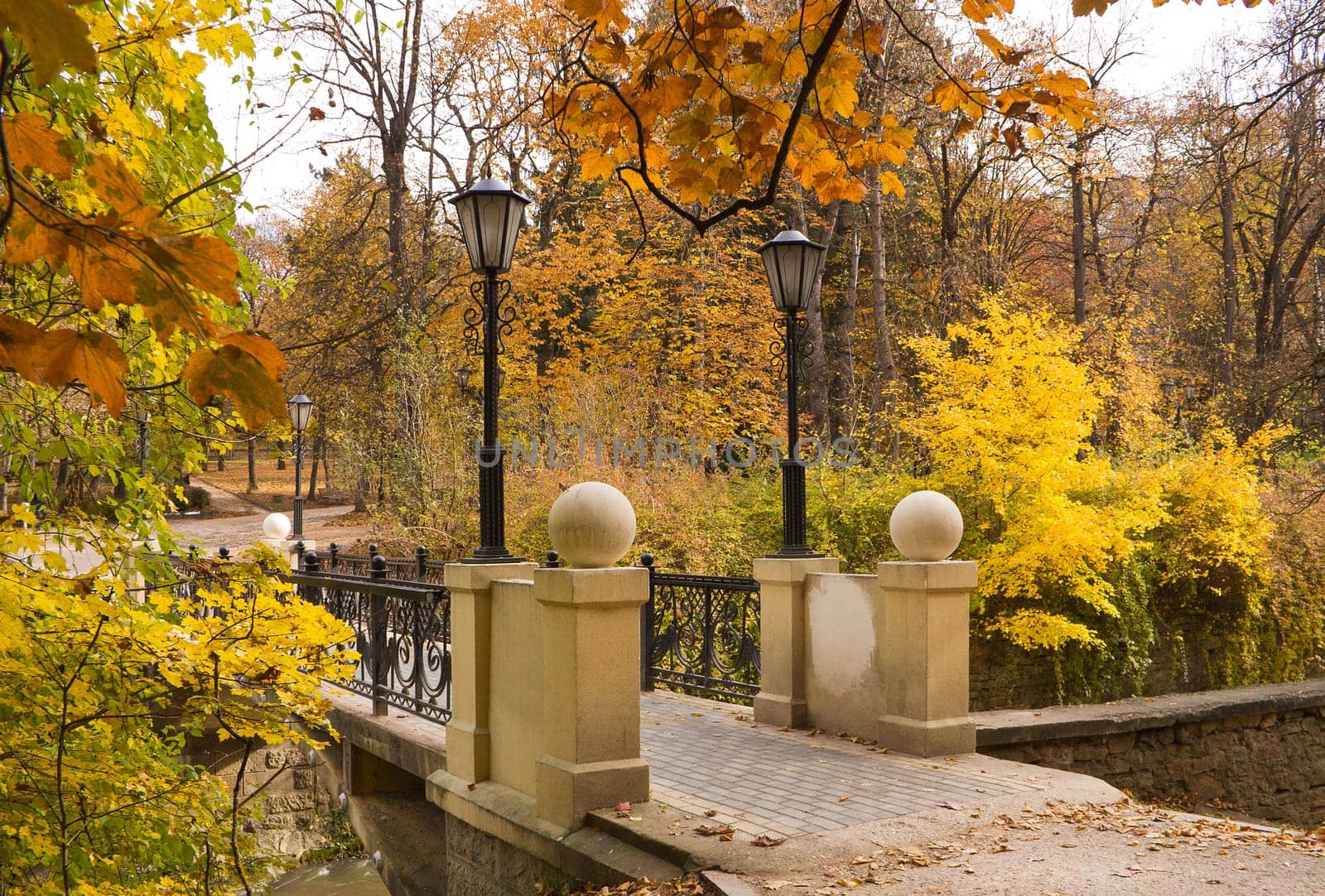 Metal Bridge at Kislovodsk in autumn,Northern Caucasus,Russia.