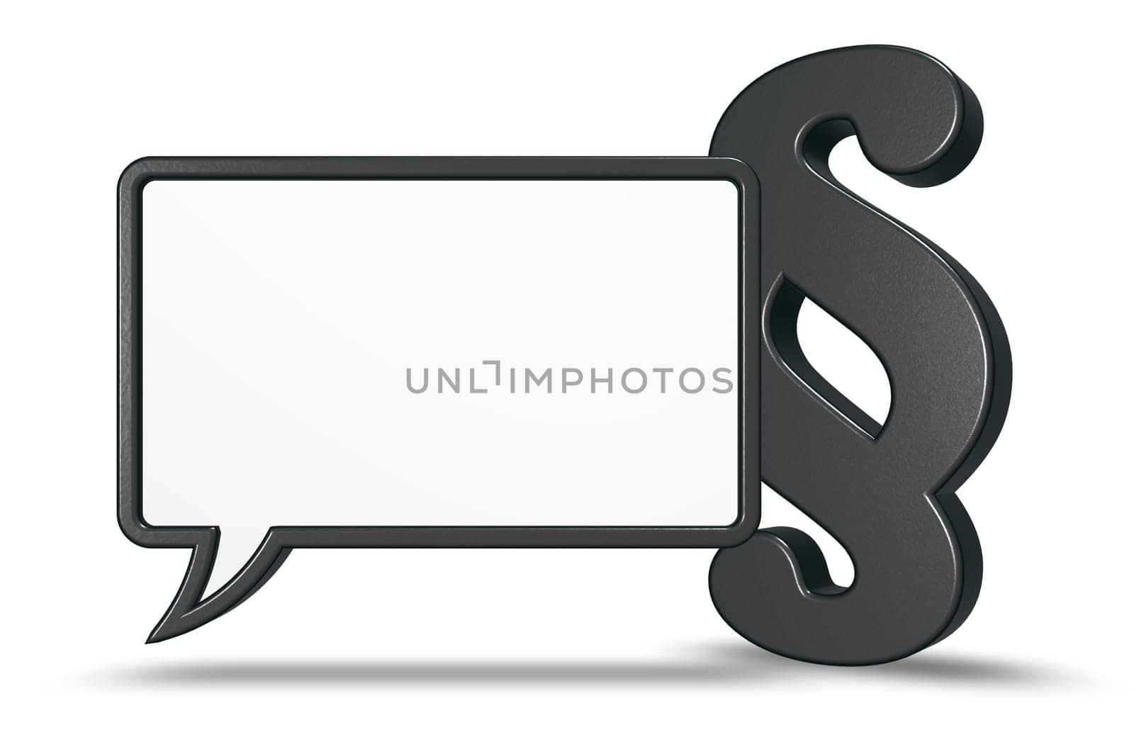speech bubble and paragraph symbol on white background - 3d rendering
