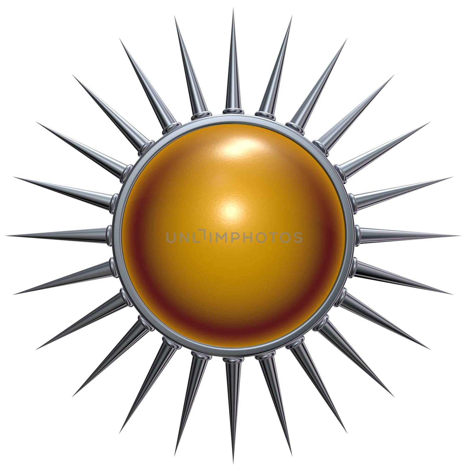 sphere and ring with spikes on white background - 3d rendering
