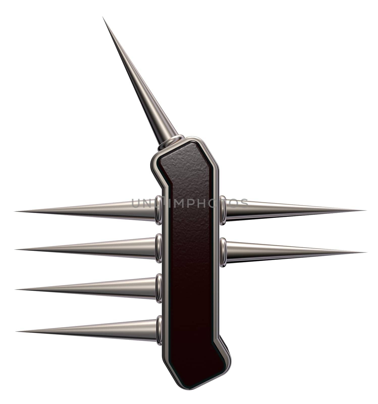 rune symbol with spines on white background - 3d illustration