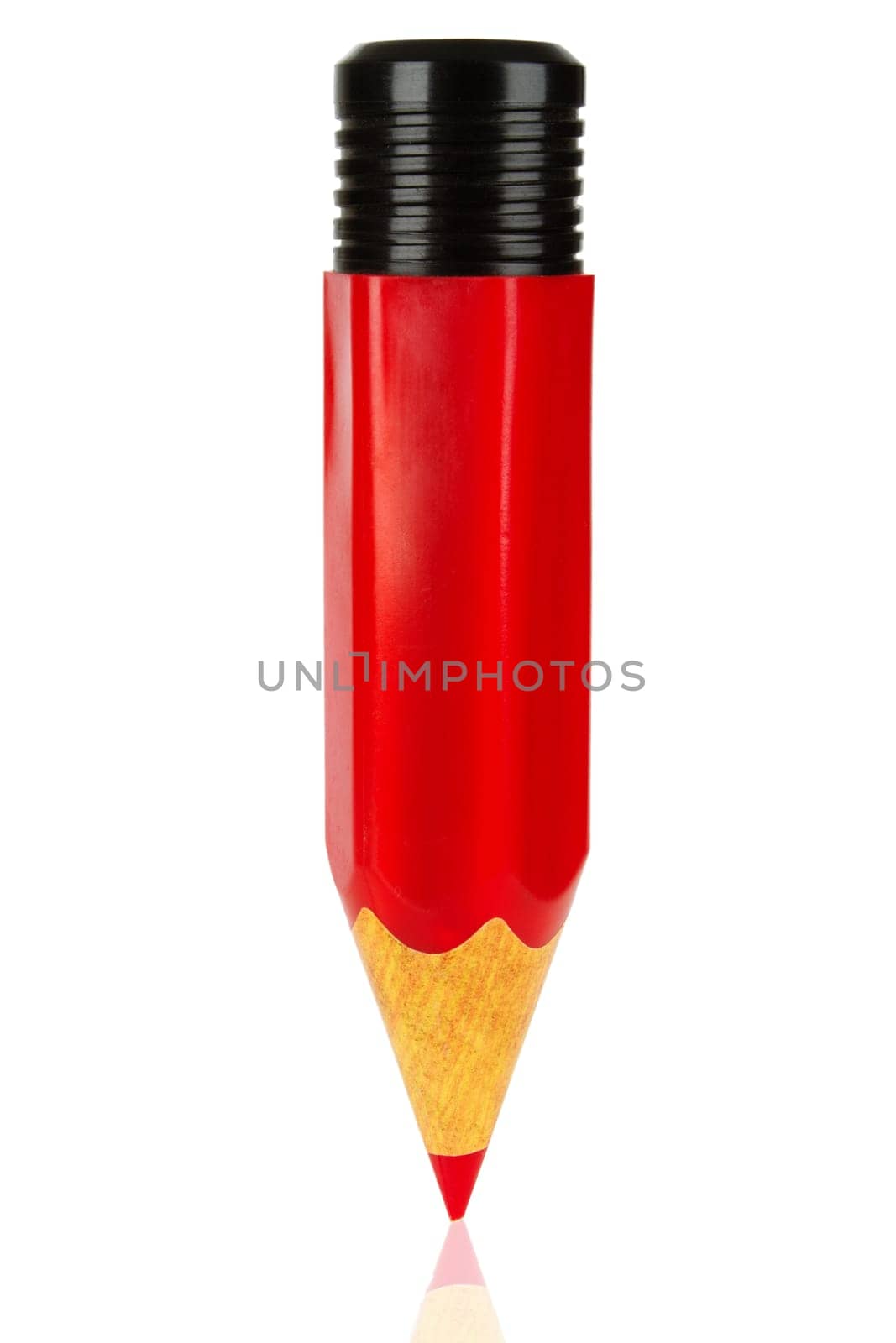 Red pencil cropped on white background