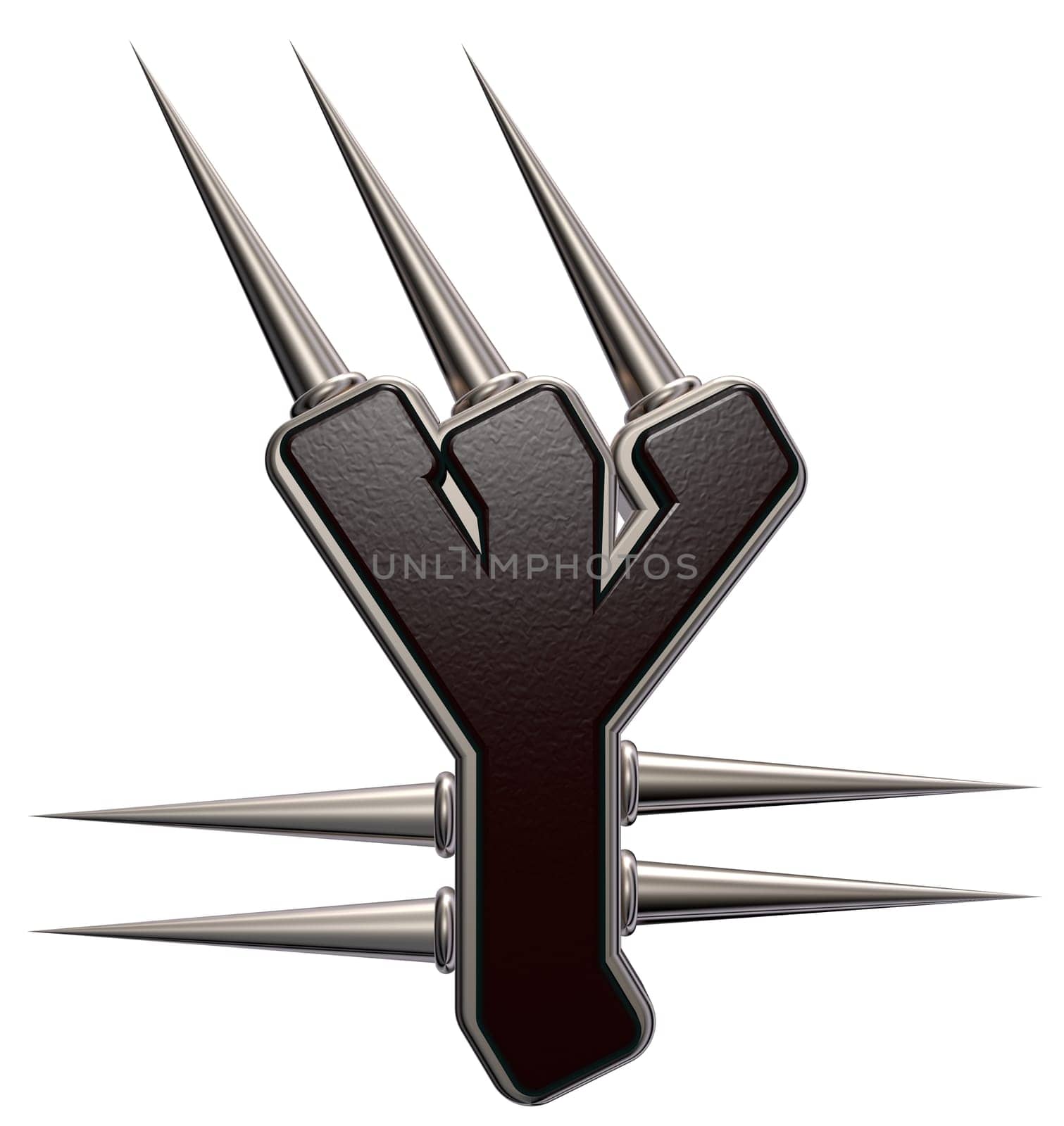 rune symbol with spines on white background - 3d illustration