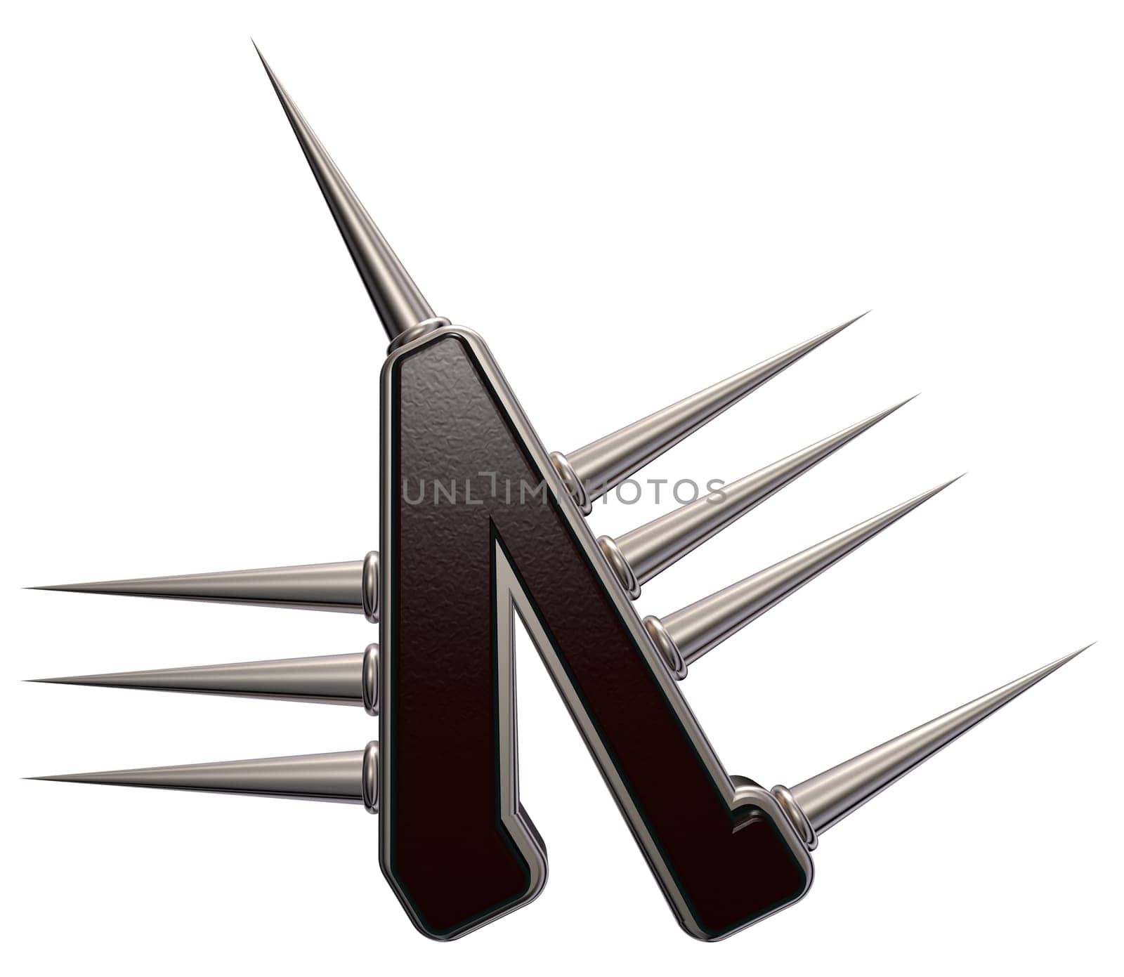 rune symbol with spines on white background - 3d illustration