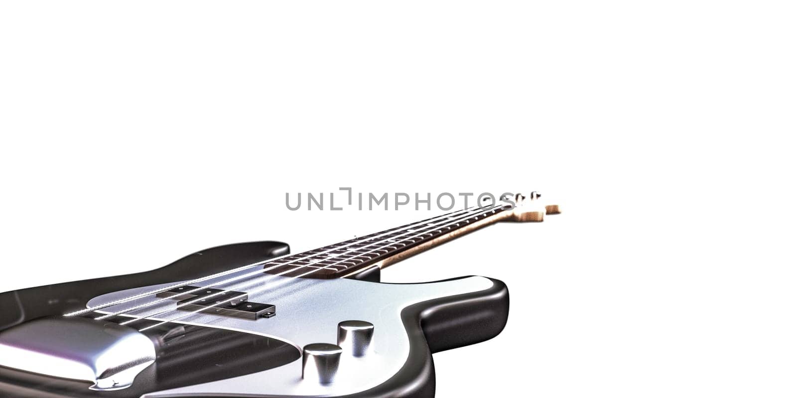 3d illustration of a bass guitar isolated on white background