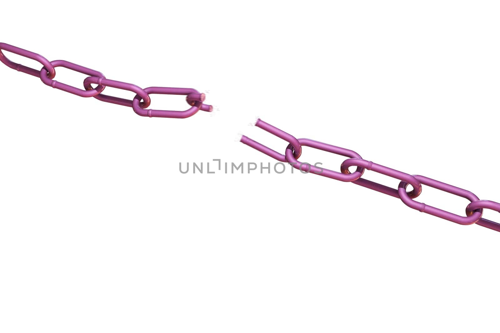 broken pink chain isolated on white background