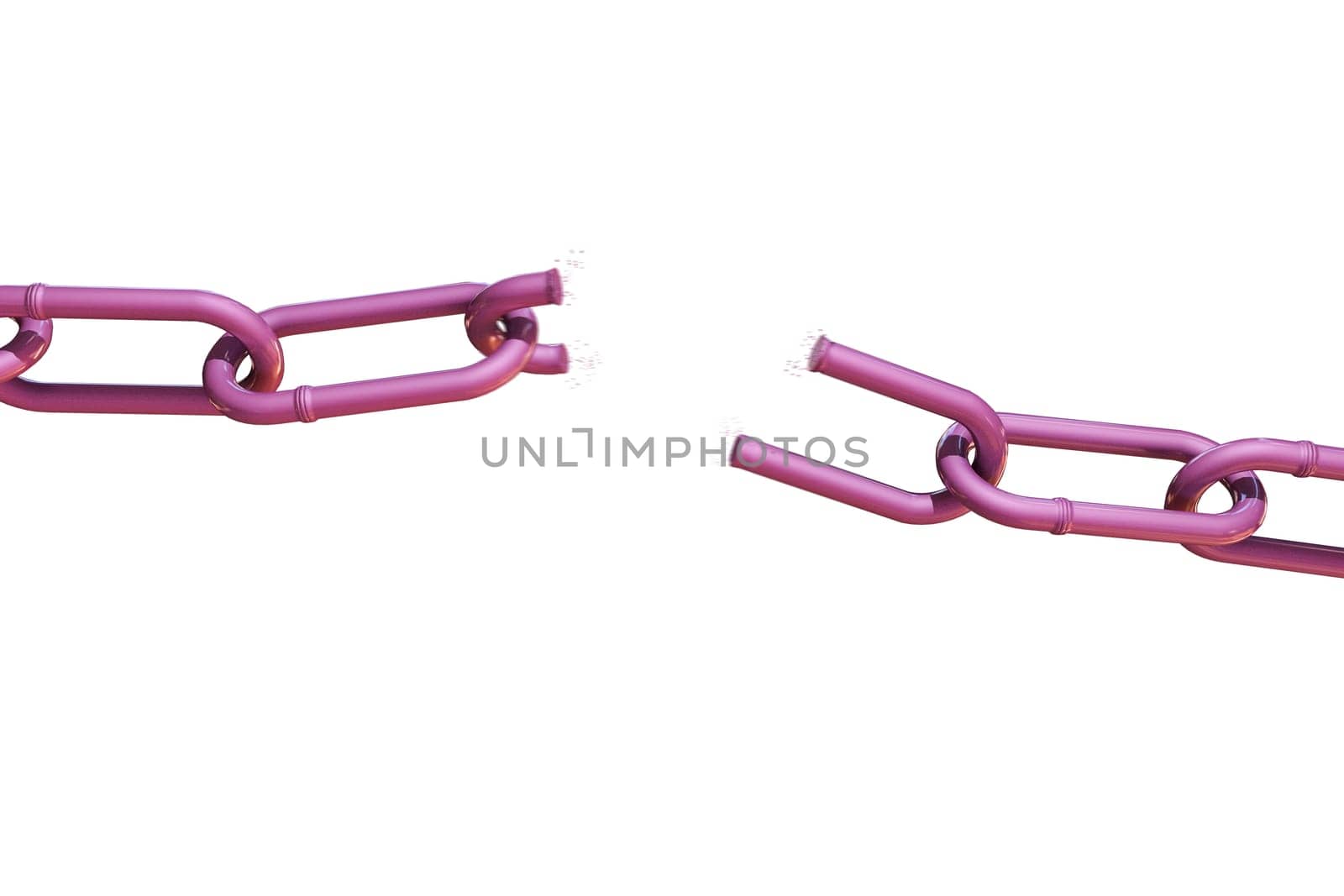 broken pink chain isolated on white background